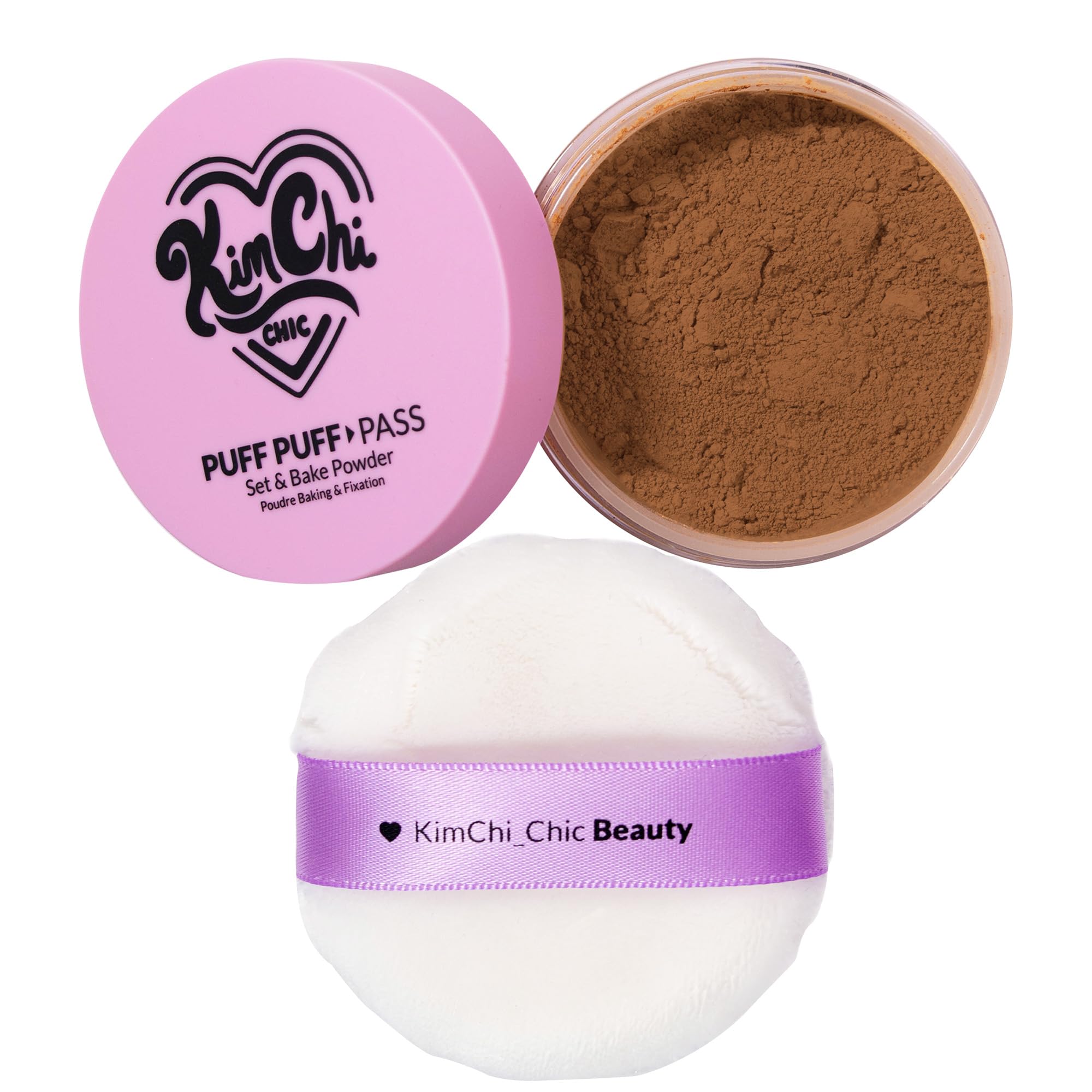 Kimchi Chic Beauty Puff Puff Pass Set and Bake Setting Powder for Makeup, Extra Fluffy Loose Face Powder Poof, Soft Natural Face Makeup for Uneven Skin Tone, 03 Translucent