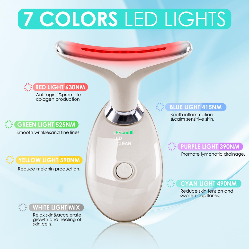 Facial Massager Face and Neck, Face 𝖲 culpting Wand Tool with 7 Color - Birthday, Christmas, Mothers Day, Valentines Day Gifts for Her Women Mom Best Friend Wife Teacher (White)