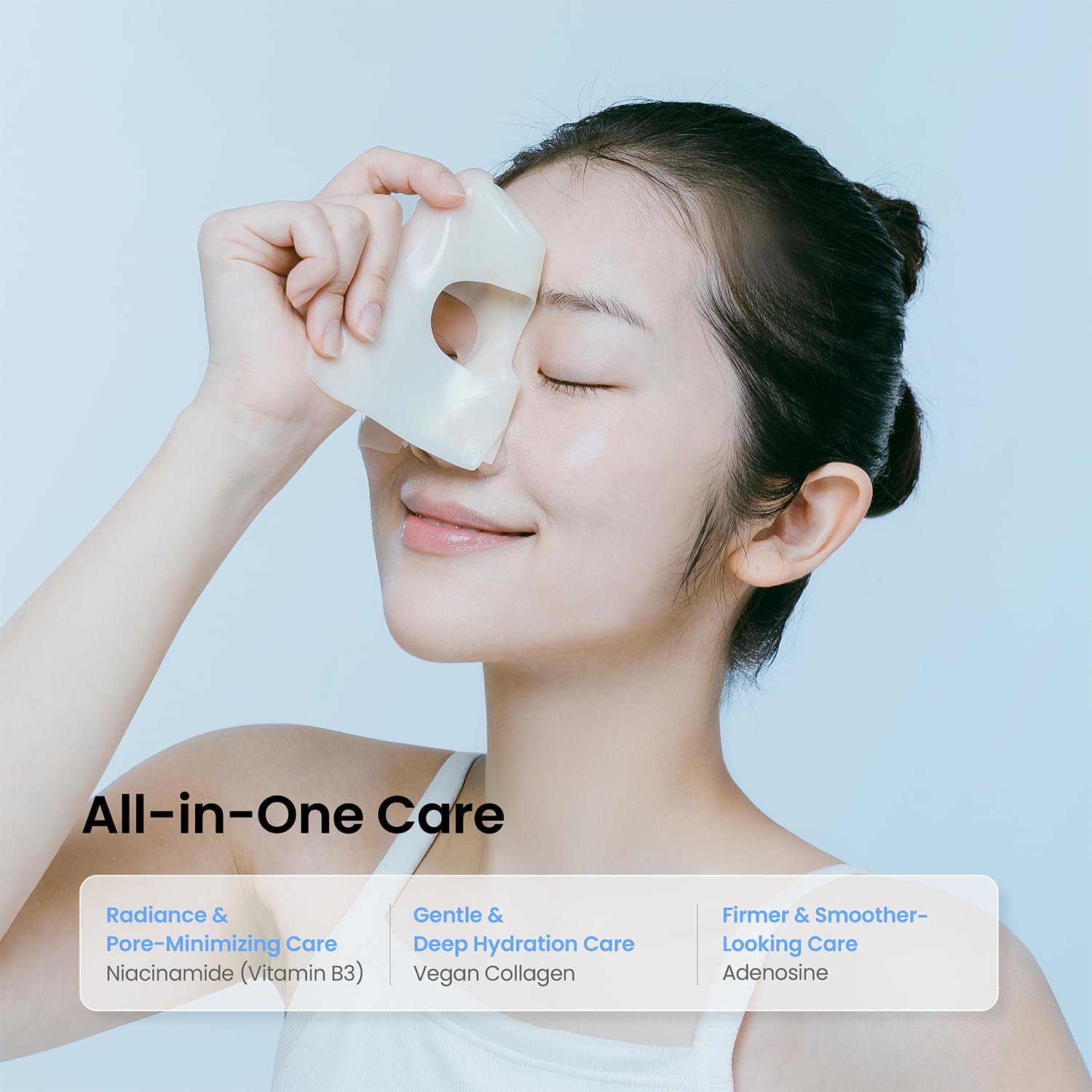 caraseoul Glowganic Pro Collagen Face Mask, Hydrogel Korean Face Mask with Niacinamide & Adenosin, Radiance Boost, Hydrating Overnight Sleep Mask, Vegan, Korean Skin Care [1.19oz (34g) x 4ea]