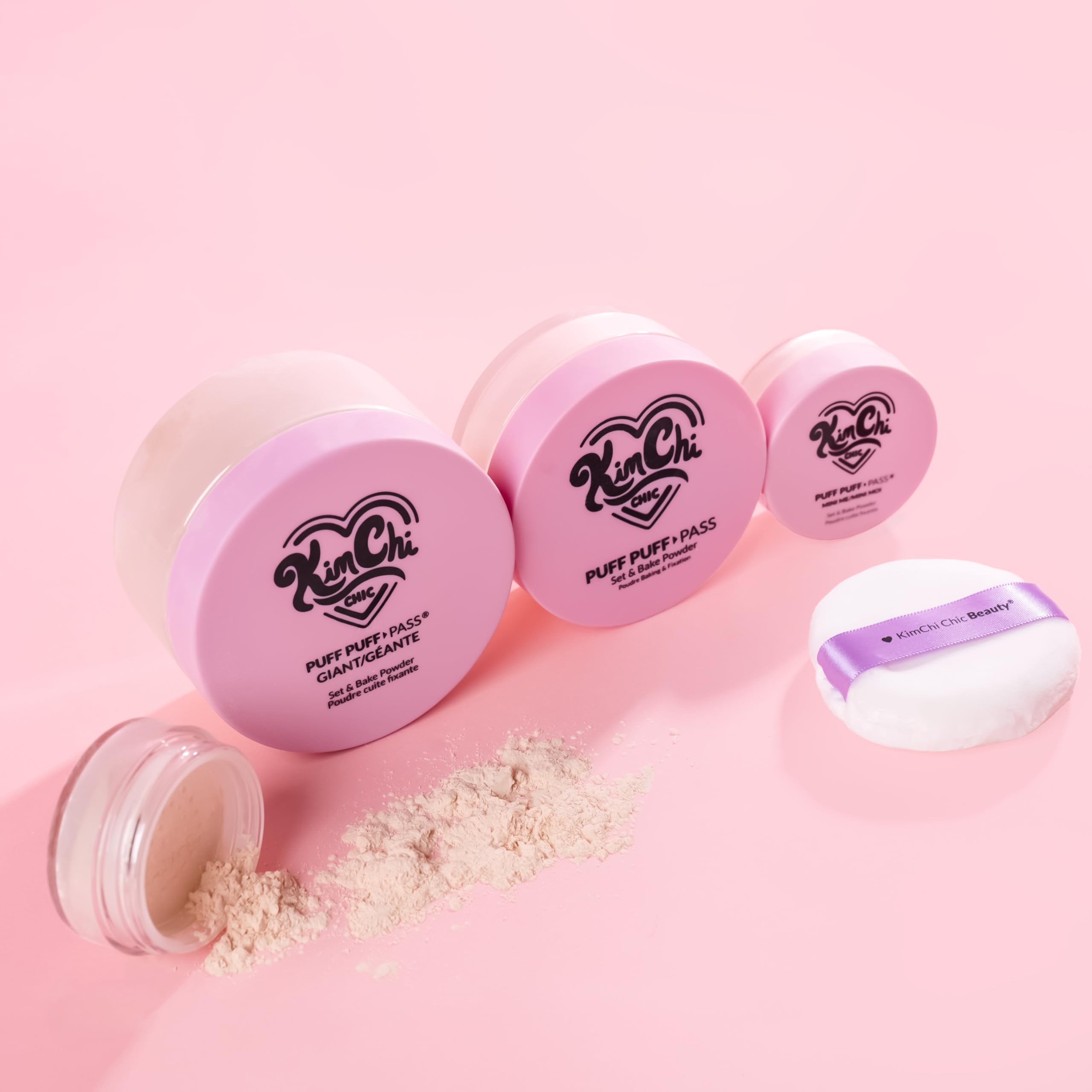 Kimchi Chic Beauty Puff Puff Pass Set and Bake Setting Powder for Makeup, Extra Fluffy Loose Face Powder Poof, Soft Natural Face Makeup for Uneven Skin Tone, 03 Translucent