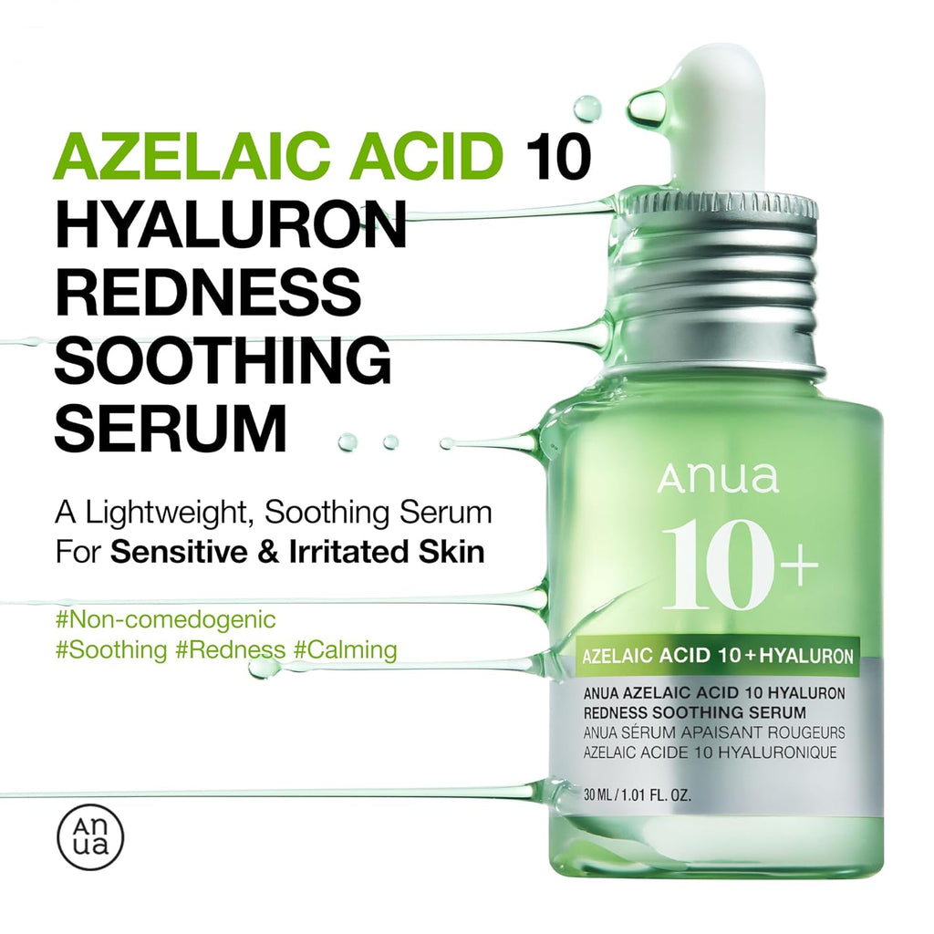 Anua Azelaic Acid 10 Hyaluron Redness Soothing Serum, Facial Serum for Troubled & Sensitive Skin