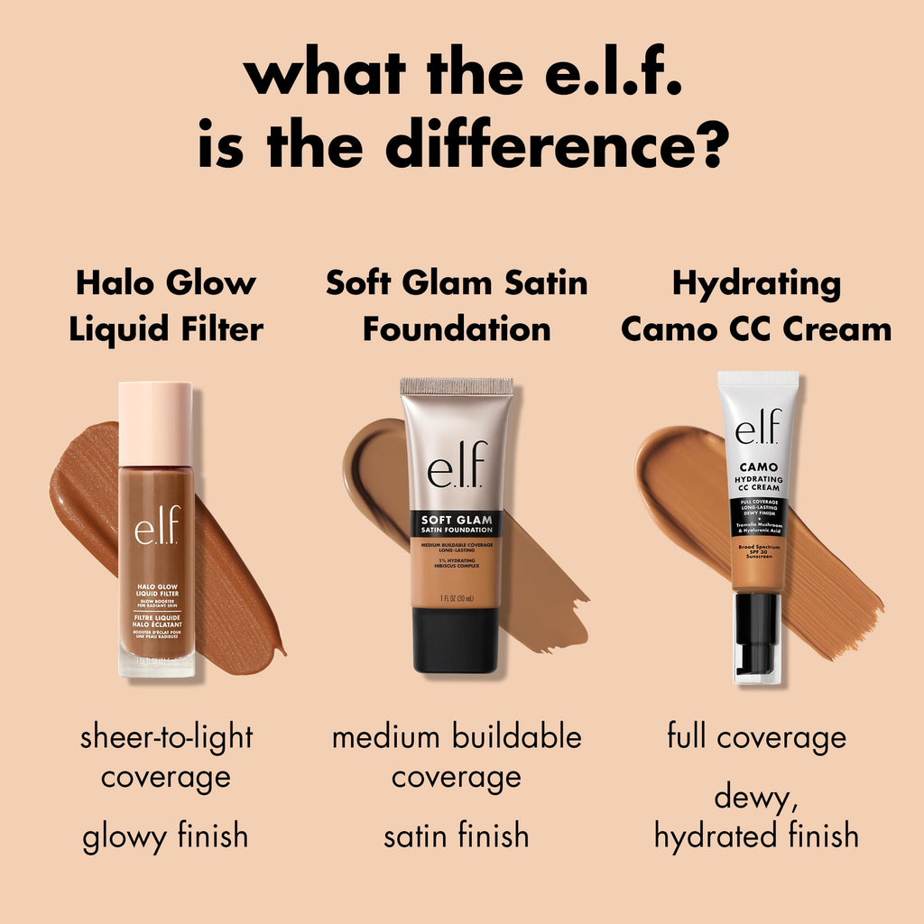 e.l.f. Soft Glam Foundation, Medium Coverage, Long-Lasting & Buildable Foundation For A Smooth, Satin Finish, Vegan & Cruelty-Free, 21 Light Neutral