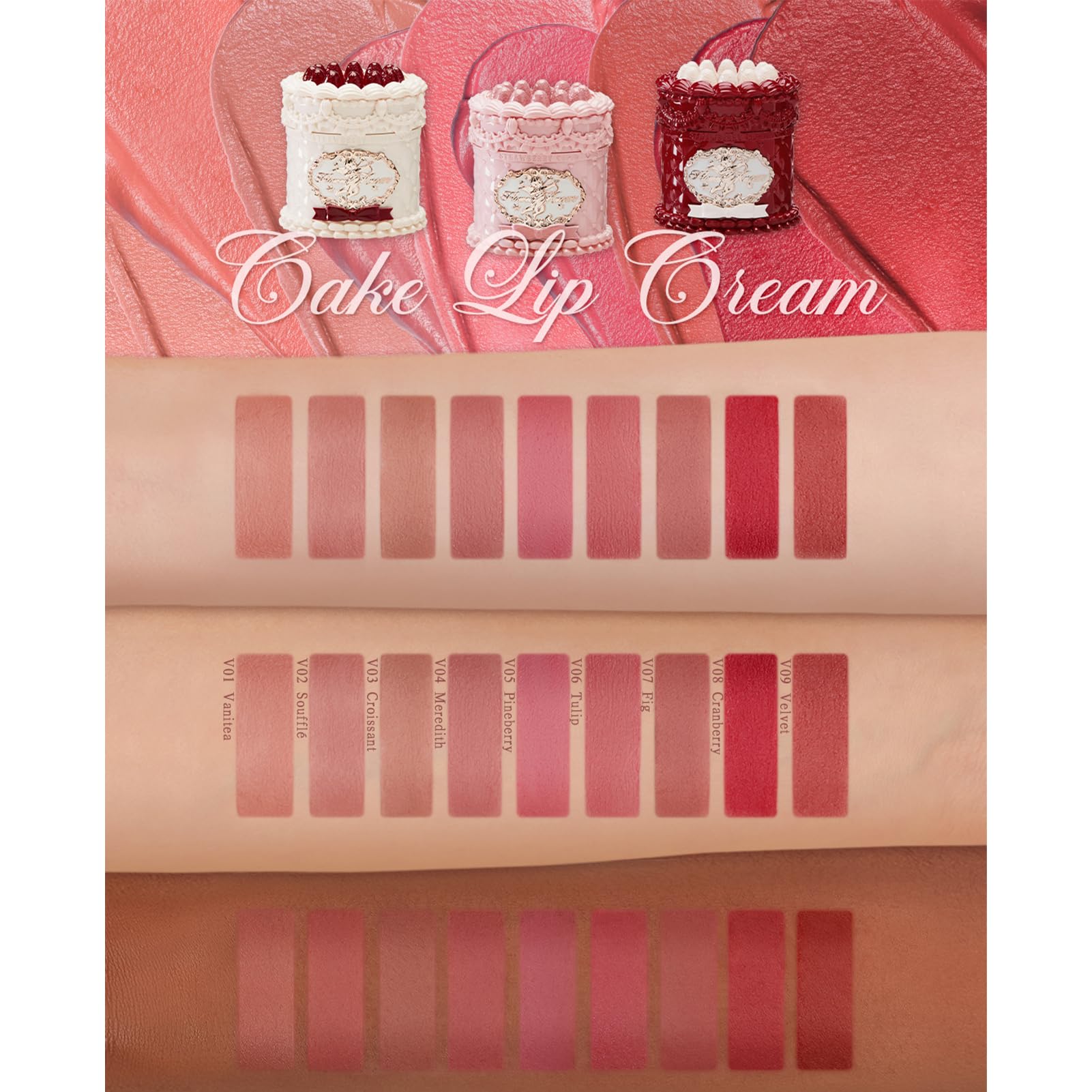 Flower Knows Strawberry Cupid Cake Lip Cream,Velvety-Smooth Matte Liquid