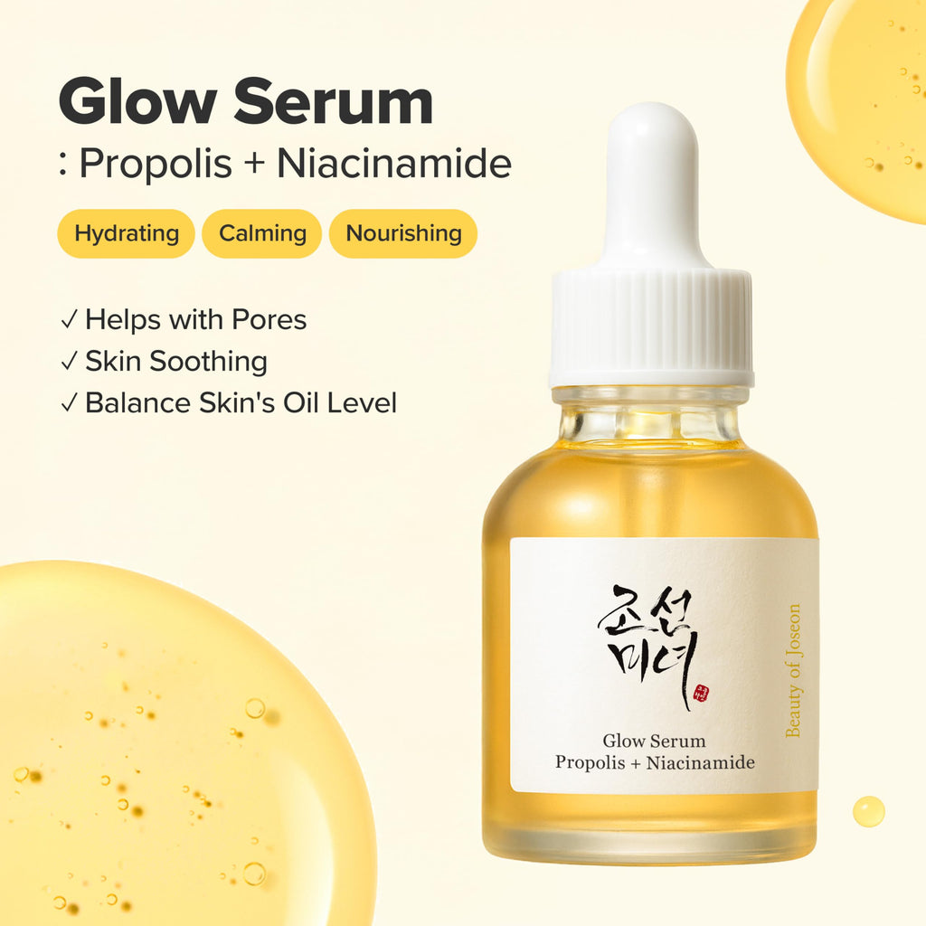 Beauty of Joseon Glow Serum Propolis and Niacinamide Hydrating Facial Soothing Moisturizer for Uneven Skin Tone Korean Skin Care 30ml 1 fl.oz