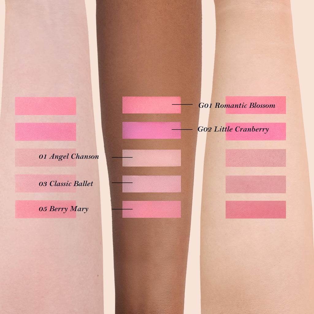 Flower Knows Strawberry Rococo Embossed Blush,Pink Matte Finish,Buildable & Blendable Powder Blush for cheeks,Natural Flush for All Skin Tones(03 Classic Ballet,5g)