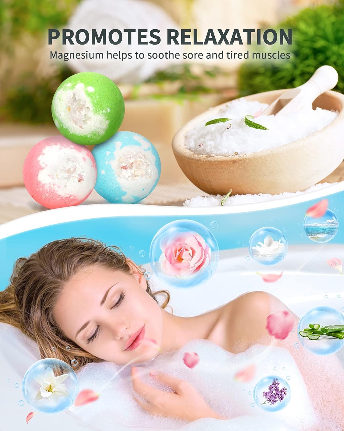 Light Up Bath Bombs with Surprise Inside,Natural Bath Bombs Gift Set 6 with Essential Oils,Magnesium Bath Bombs for Women Relaxing Spa Bath Skin Moisturize Gifts for Women
