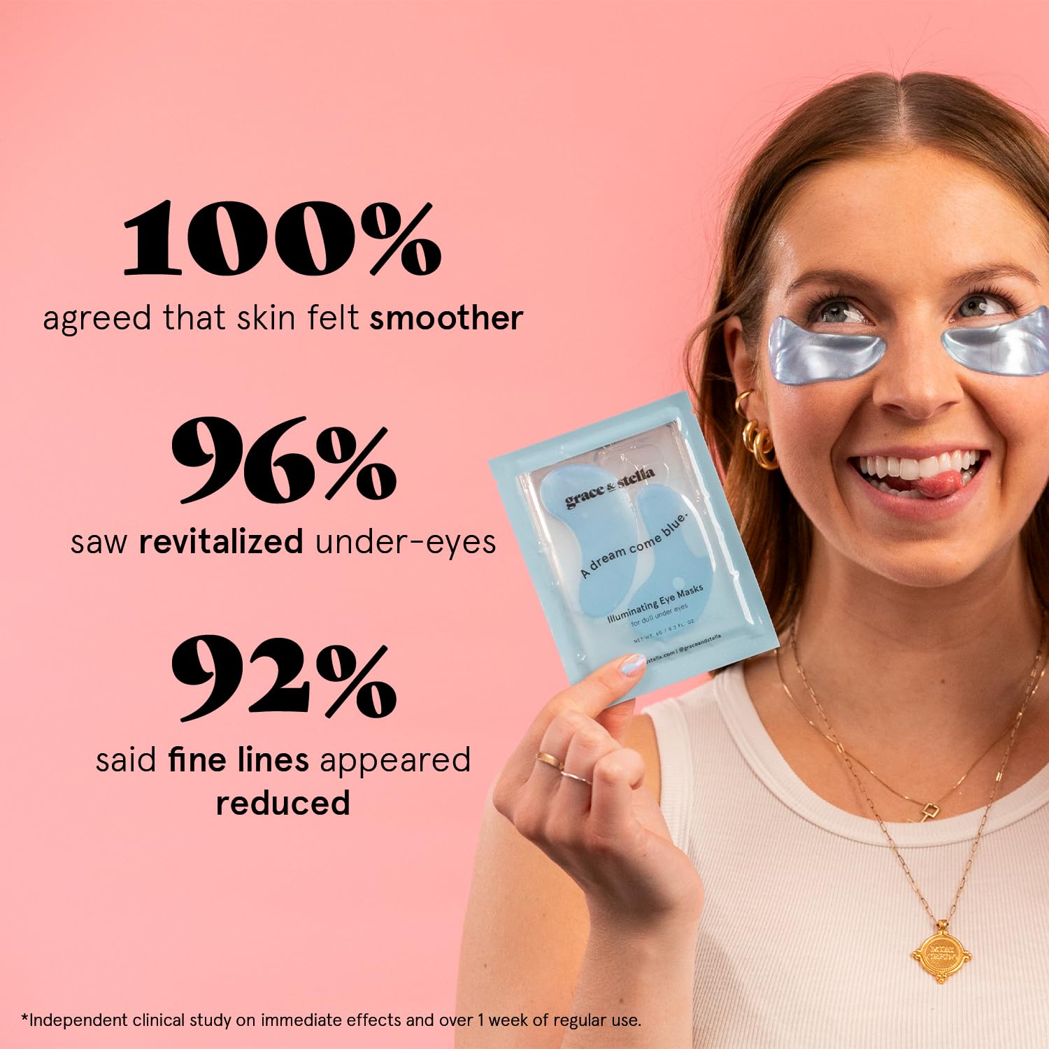 grace & stella Award Winning Under Eye Mask Reduce Dark Circles, Puffy Eyes, Undereye Bags, Wrinkles, Gel Under Eye Patches, Birthday Gifts for Women - Vegan - Thanksgiving Gifts (24 Pairs, Blue)