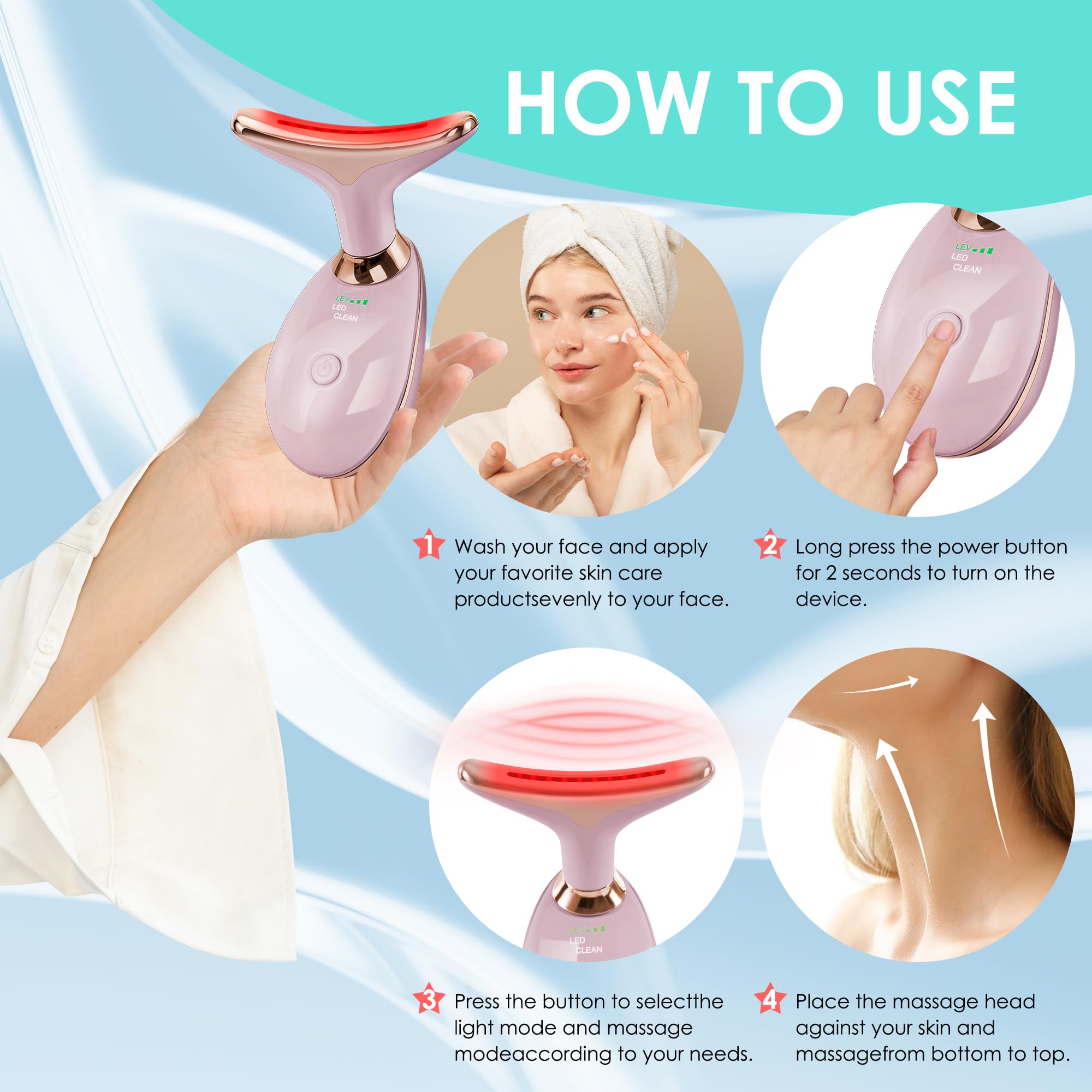 Facial Massager Face and Neck, Face 𝖲 culpting Wand Tool with 7 Color - Birthday, Christmas, Mothers Day, Valentines Day Gifts for Her Women Mom Best Friend Wife Teacher (White)