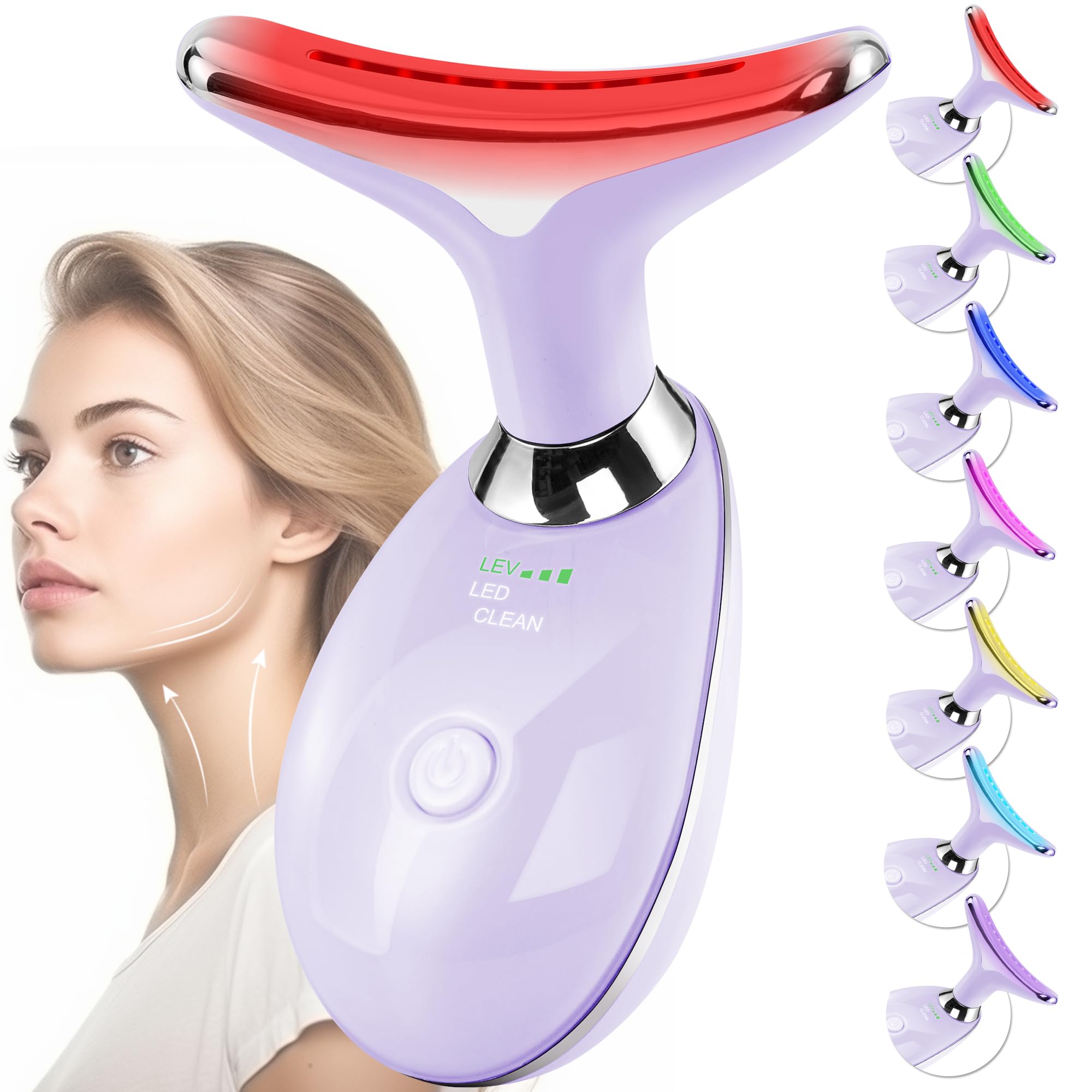 Facial Massager Face and Neck, Face 𝖲 culpting Wand Tool with 7 Color - Birthday, Christmas, Mothers Day, Valentines Day Gifts for Her Women Mom Best Friend Wife Teacher (White)