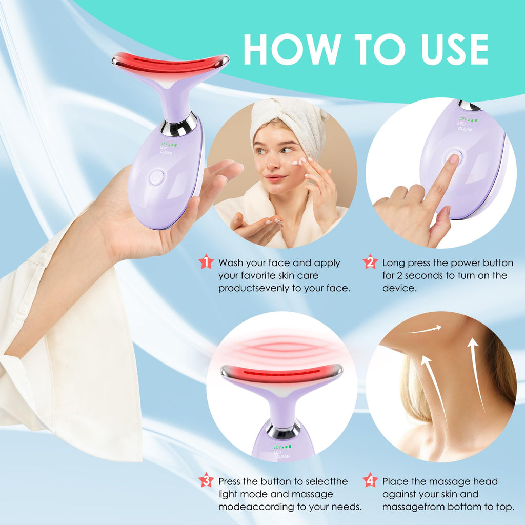 Facial Massager Face and Neck, Face 𝖲 culpting Wand Tool with 7 Color - Birthday, Christmas, Mothers Day, Valentines Day Gifts for Her Women Mom Best Friend Wife Teacher (White)