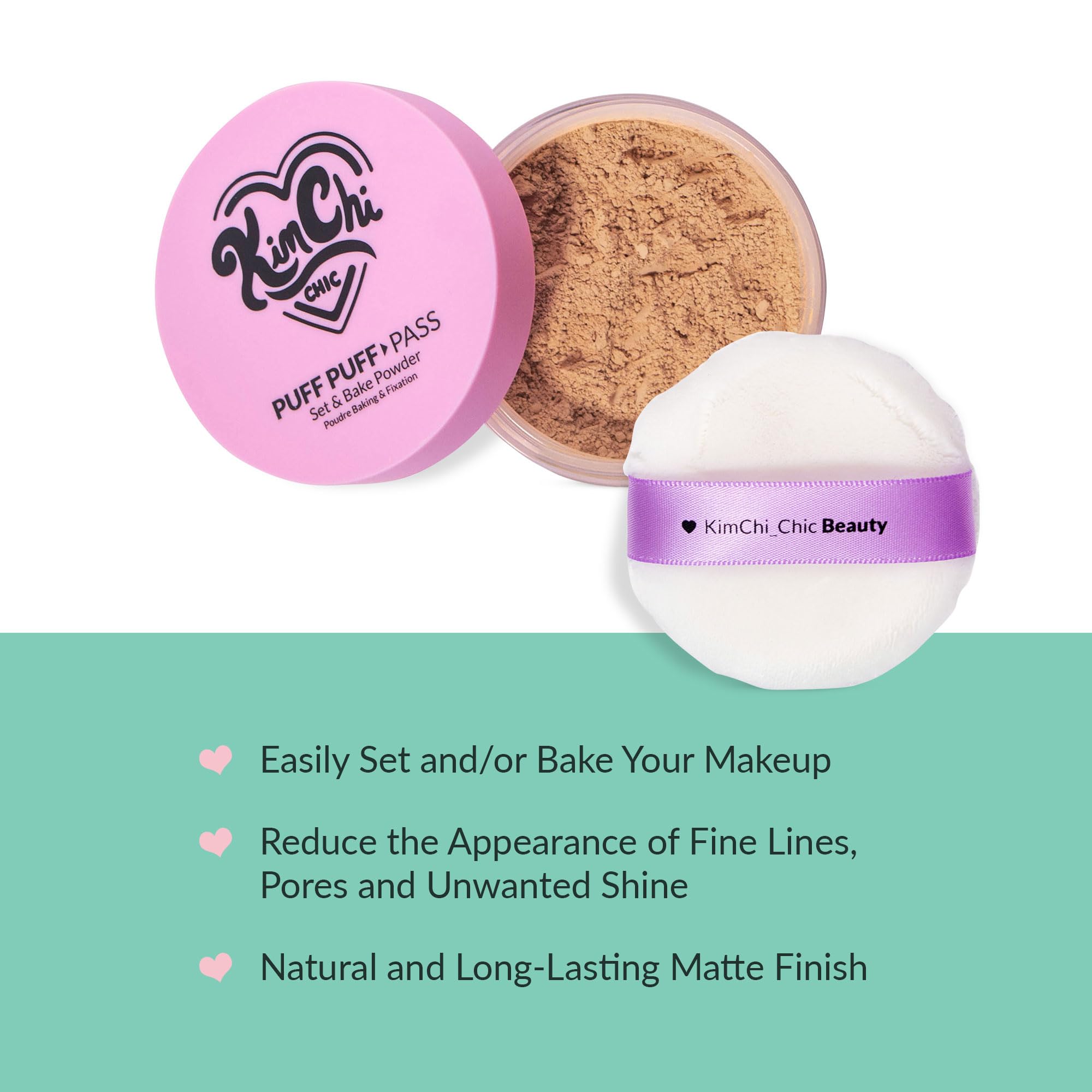 Kimchi Chic Beauty Puff Puff Pass Set and Bake Setting Powder for Makeup, Extra Fluffy Loose Face Powder Poof, Soft Natural Face Makeup for Uneven Skin Tone, 03 Translucent