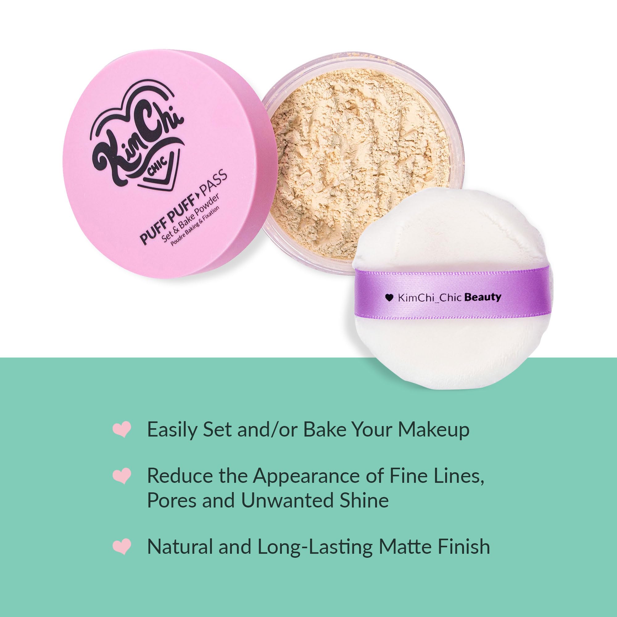Kimchi Chic Beauty Puff Puff Pass Set and Bake Setting Powder for Makeup, Extra Fluffy Loose Face Powder Poof, Soft Natural Face Makeup for Uneven Skin Tone, 03 Translucent