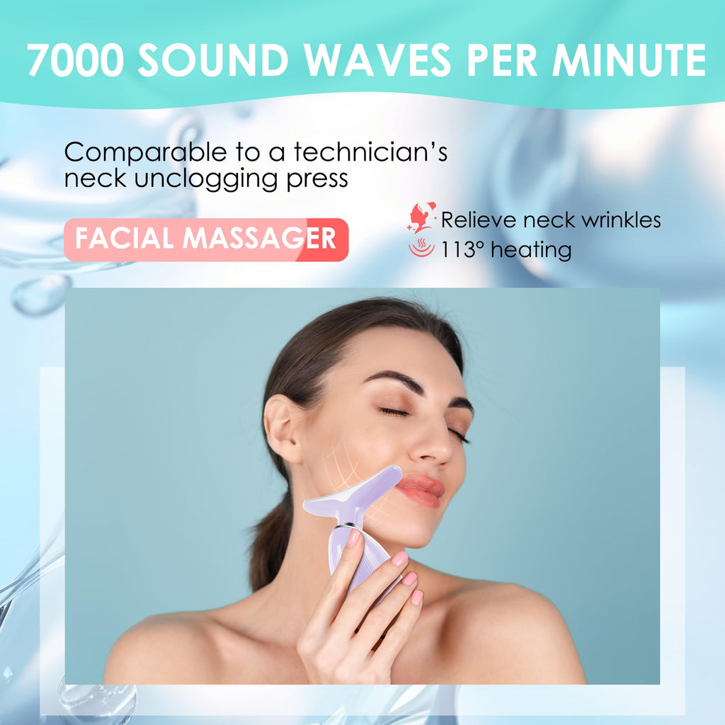 Facial Massager Face and Neck, Face 𝖲 culpting Wand Tool with 7 Color - Birthday, Christmas, Mothers Day, Valentines Day Gifts for Her Women Mom Best Friend Wife Teacher (White)