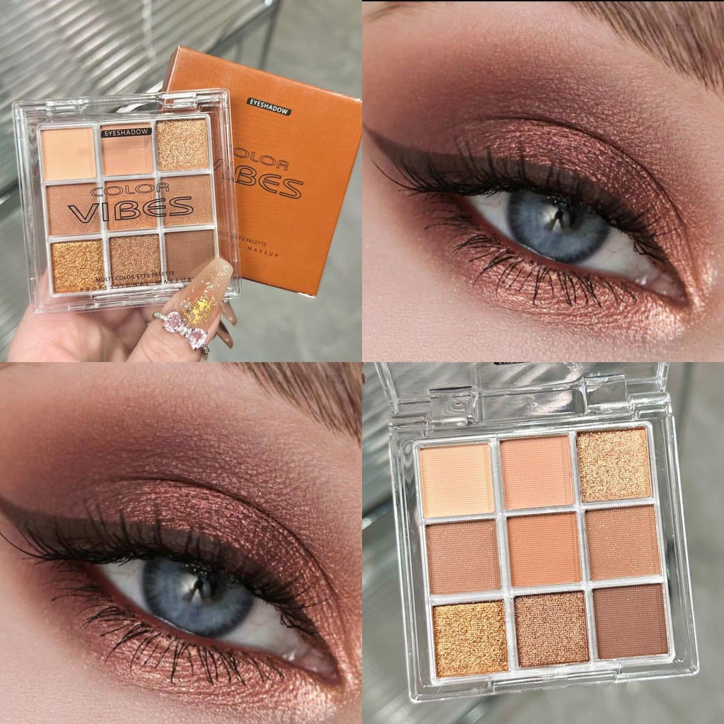 9 Color Brown Eyeshadow Palette - Rose Gold Dark Brown Bronze Naked Matte & Glitter Shades, Long-Lasting, Waterproof & Blendable, Natural Nude Eye Shadow Set sombras para ojos (Chocolate)