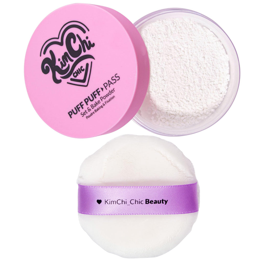Kimchi Chic Beauty Puff Puff Pass Set and Bake Setting Powder for Makeup, Extra Fluffy Loose Face Powder Poof, Soft Natural Face Makeup for Uneven Skin Tone, 03 Translucent
