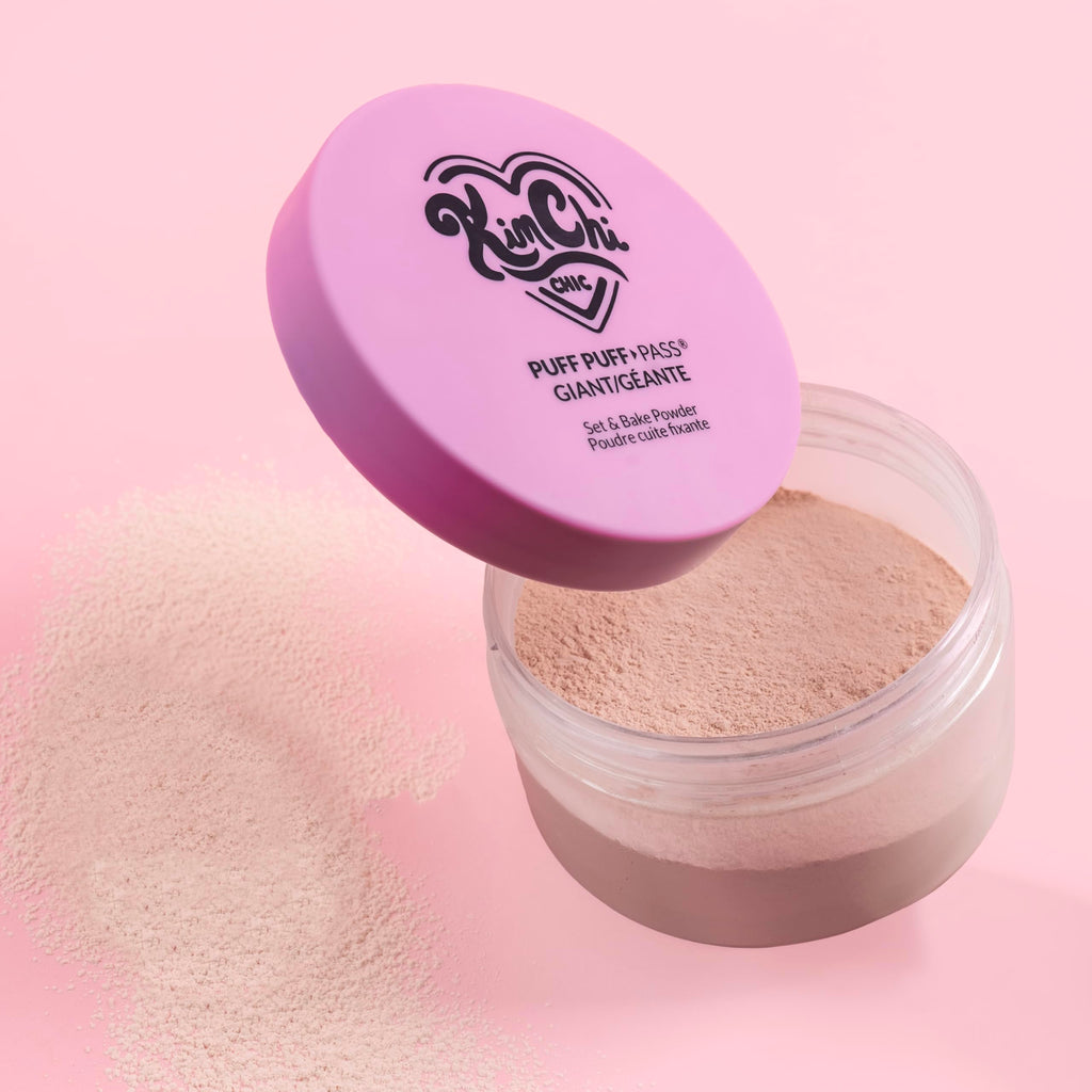 Kimchi Chic Beauty Puff Puff Pass Set and Bake Setting Powder for Makeup, Extra Fluffy Loose Face Powder Poof, Soft Natural Face Makeup for Uneven Skin Tone, 03 Translucent