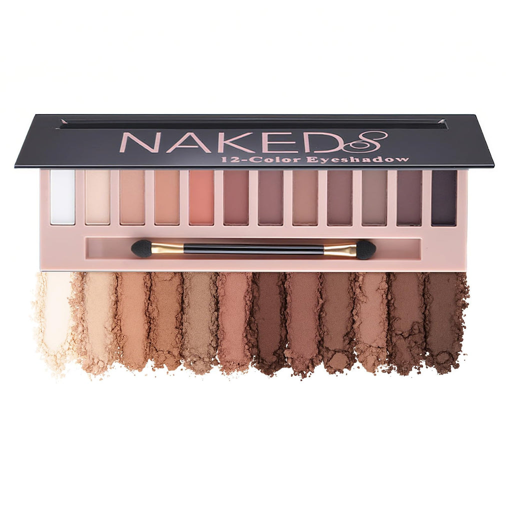 12 Colors Makeup Nude Colors Eyeshadow Palette Natural Nude Matte Shimmer Glitter Pigment Eye Shadow Pallete Set Waterproof Smokey Professional Beauty Makeup Kit (Matte Color A)