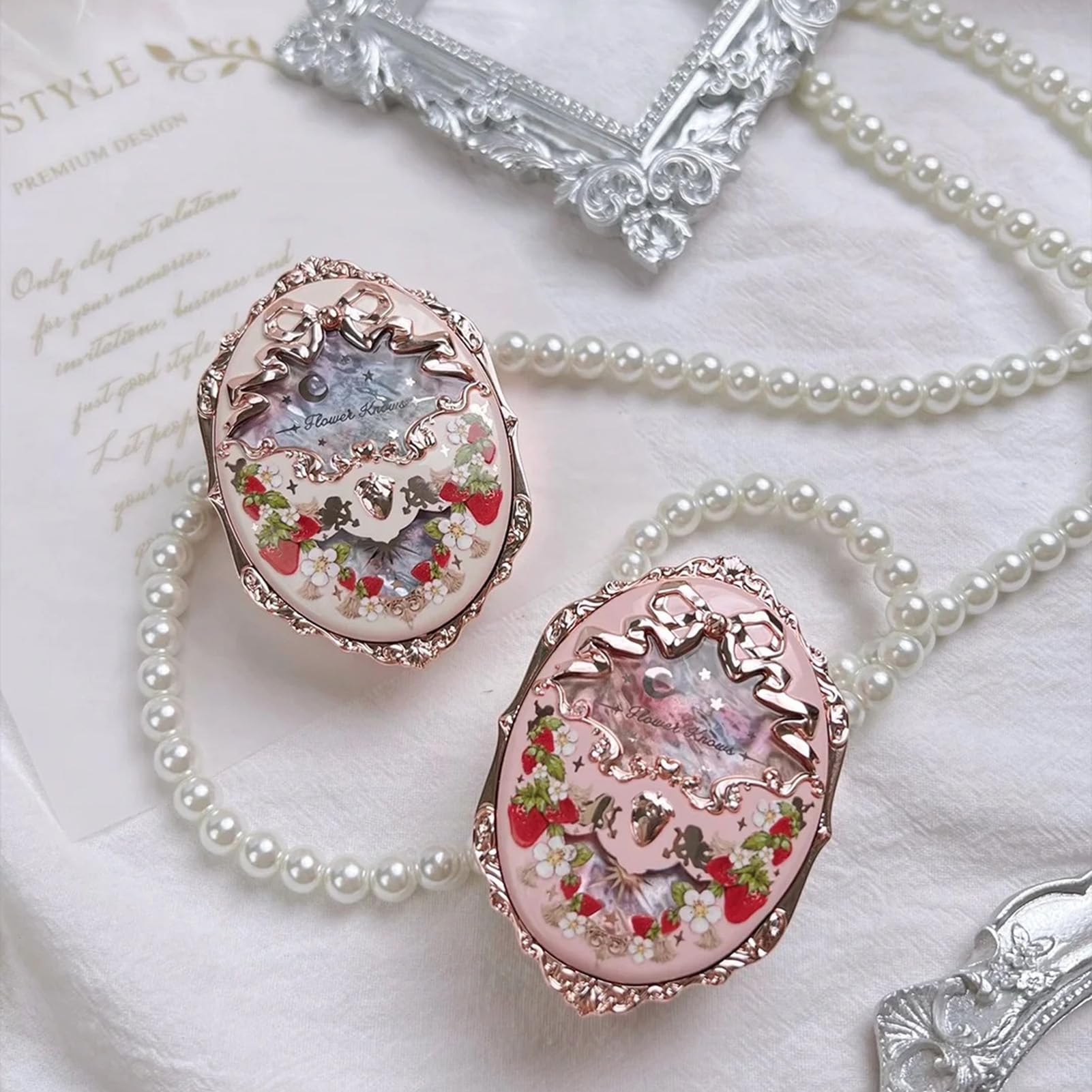 Flower Knows Strawberry Rococo Embossed Blush,Pink Matte Finish,Buildable & Blendable Powder Blush for cheeks,Natural Flush for All Skin Tones(03 Classic Ballet,5g)