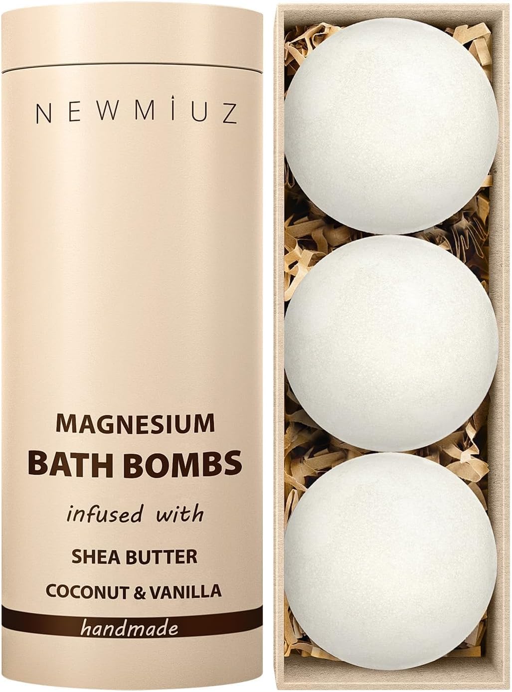 Magnesium Bath Bombs Post Workout Recovery Sore Muscles Tension Epsom Salt Bath Infused with Vanilla SheaButter Coconut Perfect Stocking Stuffers Gift