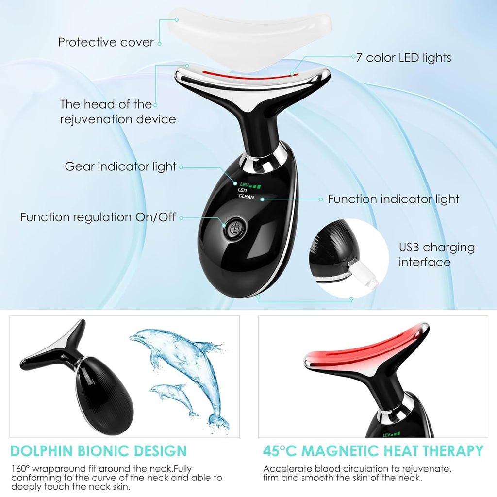 Facial Massager Face and Neck, Face 𝖲 culpting Wand Tool with 7 Color - Birthday, Christmas, Mothers Day, Valentines Day Gifts for Her Women Mom Best Friend Wife Teacher (White)