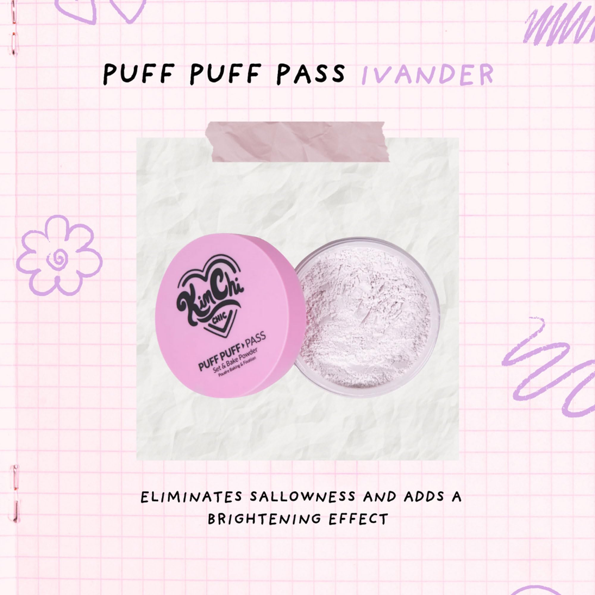Kimchi Chic Beauty Puff Puff Pass Set and Bake Setting Powder for Makeup, Extra Fluffy Loose Face Powder Poof, Soft Natural Face Makeup for Uneven Skin Tone, 03 Translucent