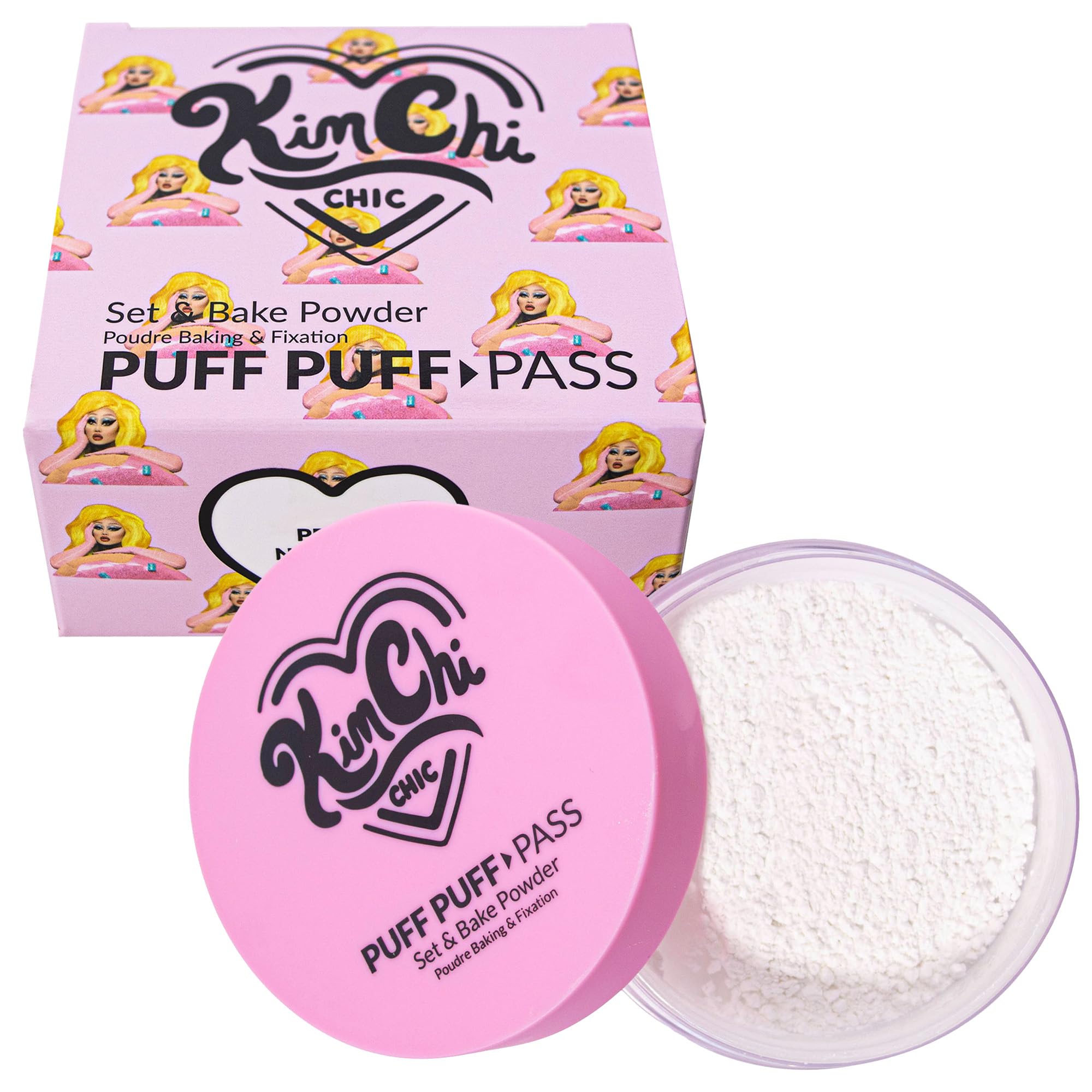 Kimchi Chic Beauty Puff Puff Pass Set and Bake Setting Powder for Makeup, Extra Fluffy Loose Face Powder Poof, Soft Natural Face Makeup for Uneven Skin Tone, 03 Translucent