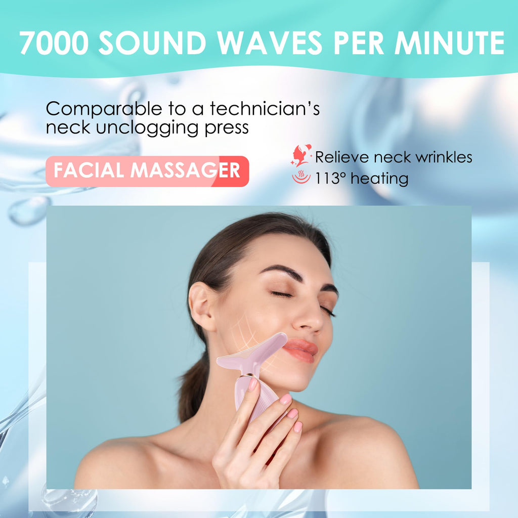 Facial Massager Face and Neck, Face 𝖲 culpting Wand Tool with 7 Color - Birthday, Christmas, Mothers Day, Valentines Day Gifts for Her Women Mom Best Friend Wife Teacher (White)