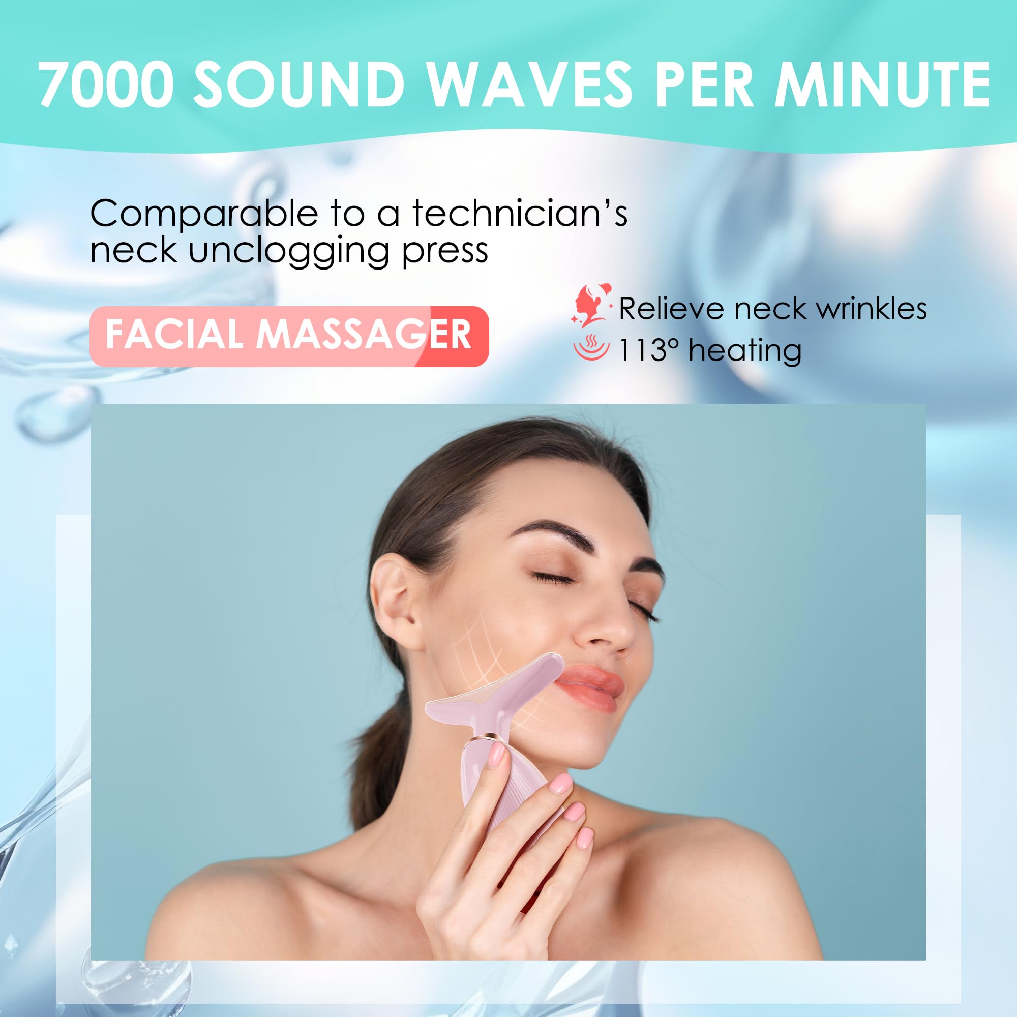 Facial Massager Face and Neck, Face 𝖲 culpting Wand Tool with 7 Color - Birthday, Christmas, Mothers Day, Valentines Day Gifts for Her Women Mom Best Friend Wife Teacher (White)