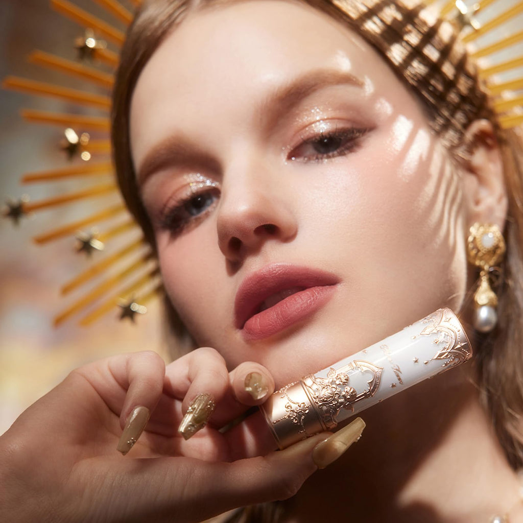 Flower Knows Little Angel Matte Lipstick,Super Soft & Ultra Silky Lip Mud Stick,Long Lasting & Moisturizing Vegan Lip Makeup for Girls&Women,Velvety Brown Finish(C09 Dark Angel)