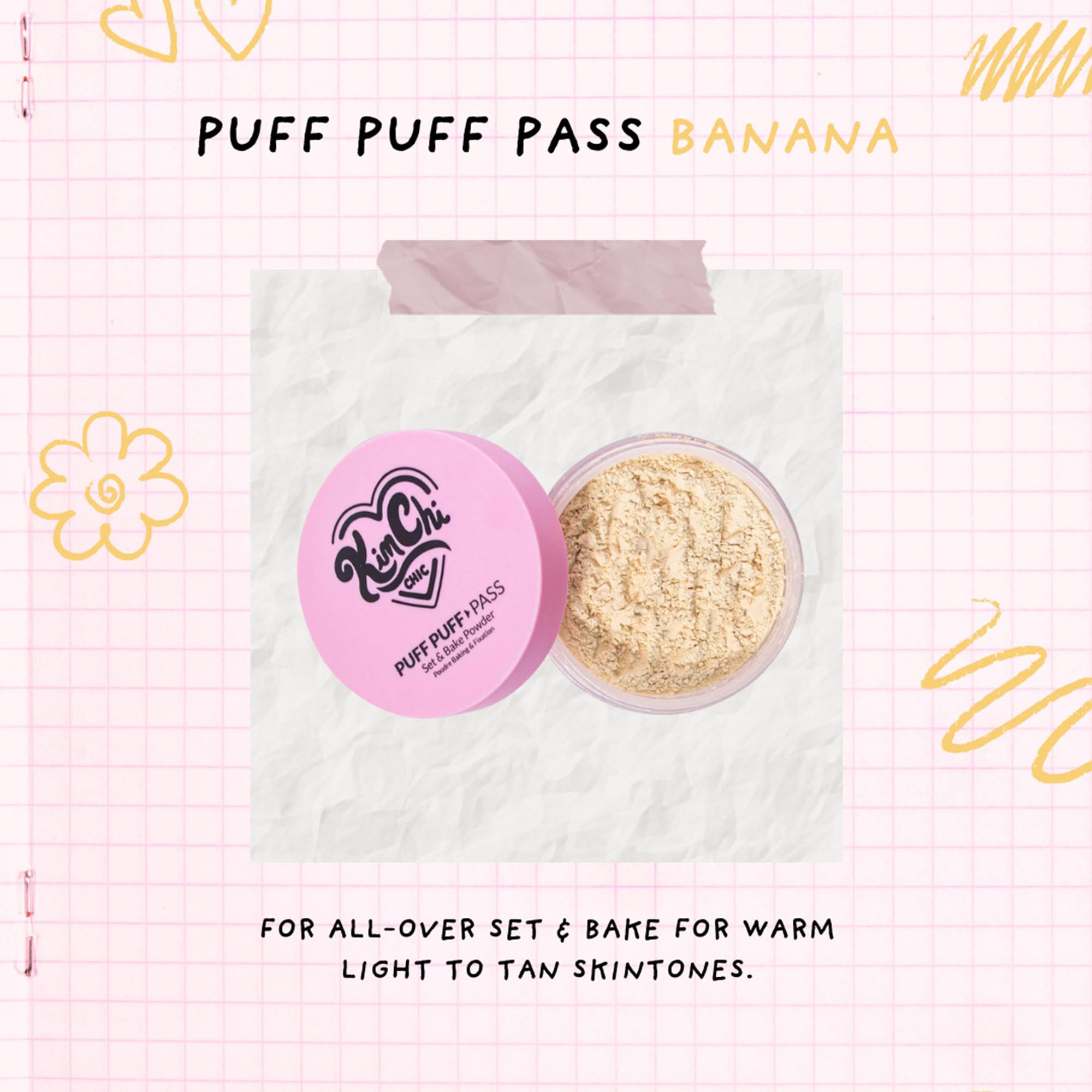Kimchi Chic Beauty Puff Puff Pass Set and Bake Setting Powder for Makeup, Extra Fluffy Loose Face Powder Poof, Soft Natural Face Makeup for Uneven Skin Tone, 03 Translucent
