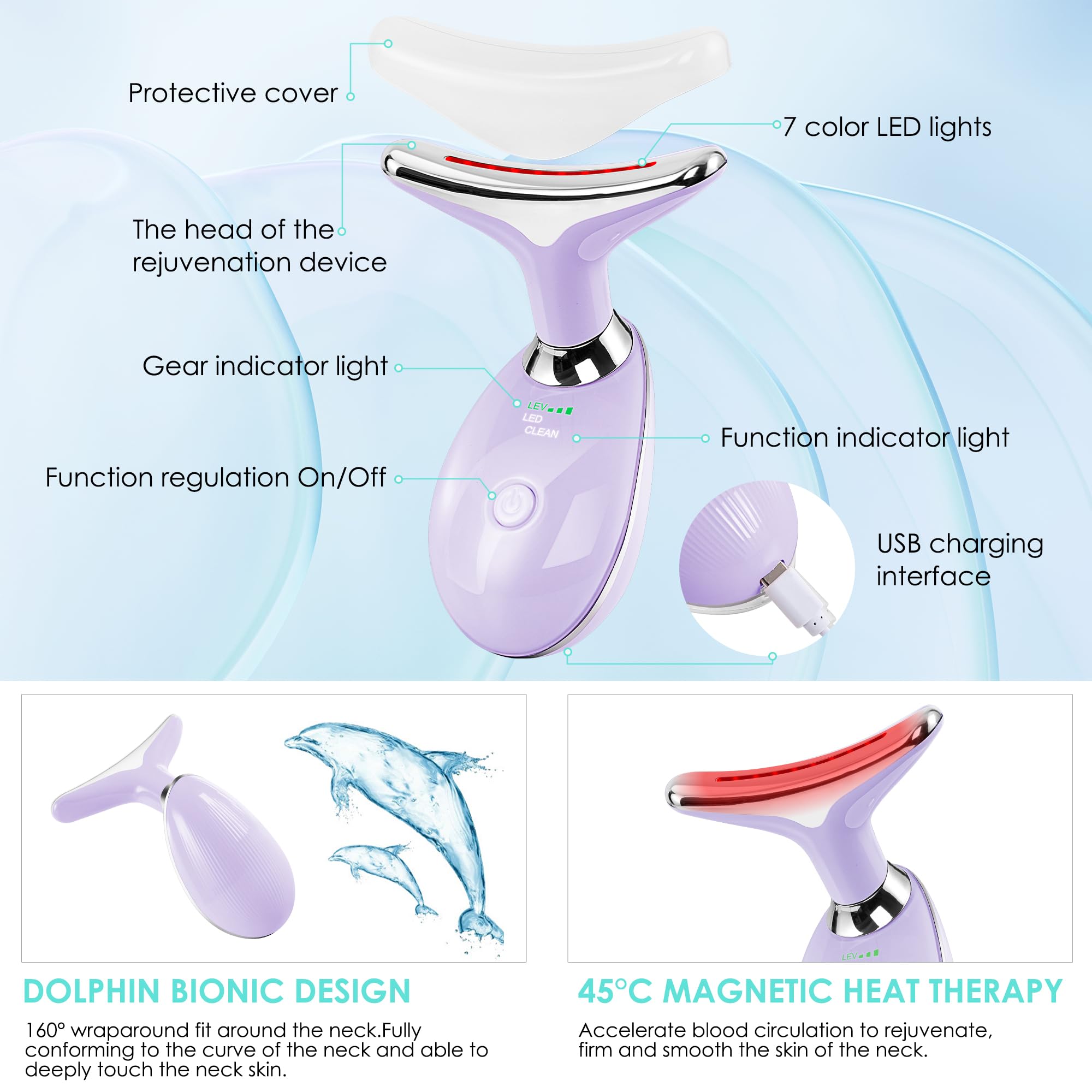 Facial Massager Face and Neck, Face 𝖲 culpting Wand Tool with 7 Color - Birthday, Christmas, Mothers Day, Valentines Day Gifts for Her Women Mom Best Friend Wife Teacher (White)