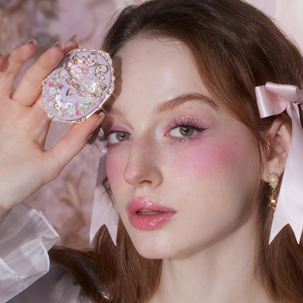 Flower Knows Strawberry Rococo Embossed Blush,Pink Matte Finish,Buildable & Blendable Powder Blush for cheeks,Natural Flush for All Skin Tones(03 Classic Ballet,5g)