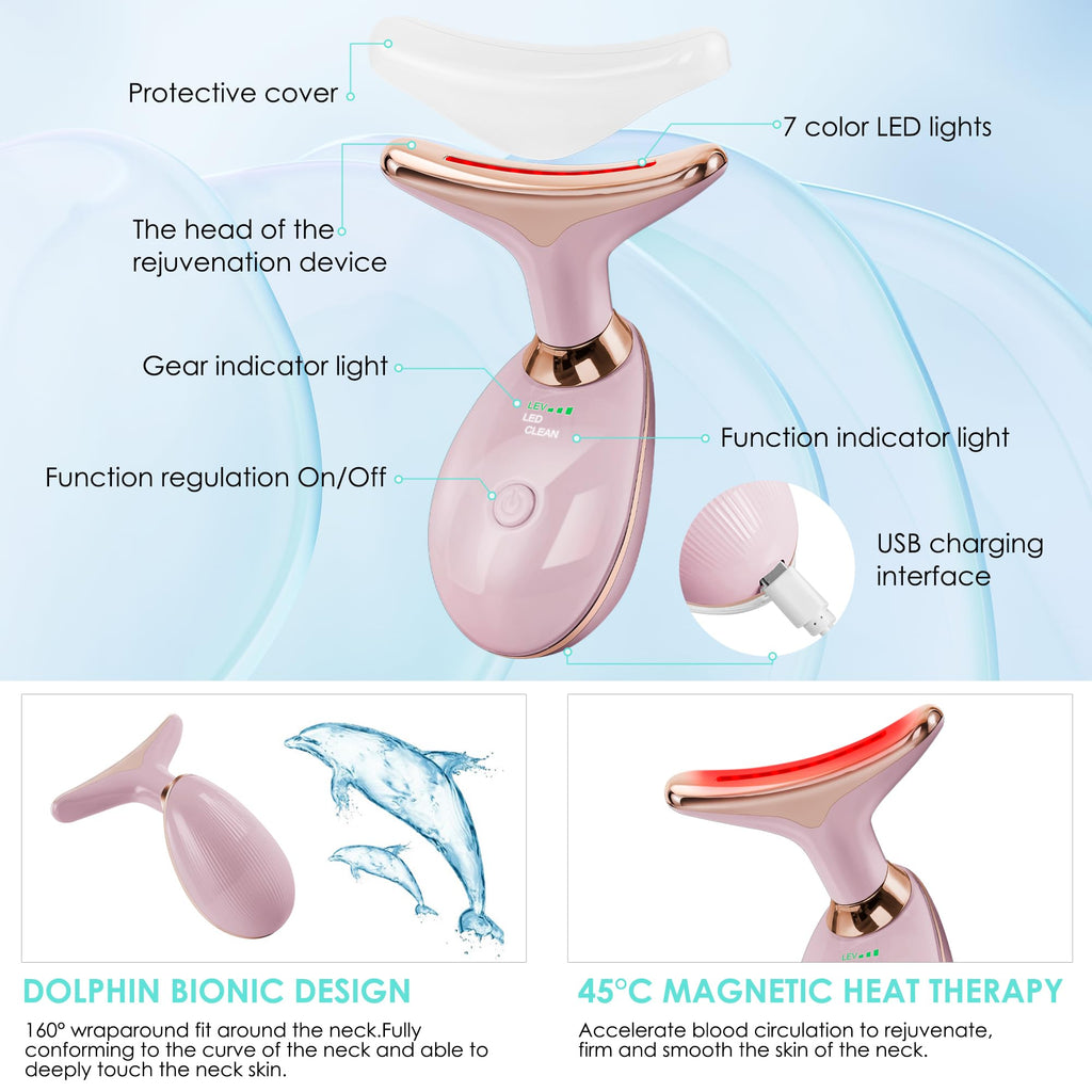 Facial Massager Face and Neck, Face 𝖲 culpting Wand Tool with 7 Color - Birthday, Christmas, Mothers Day, Valentines Day Gifts for Her Women Mom Best Friend Wife Teacher (White)