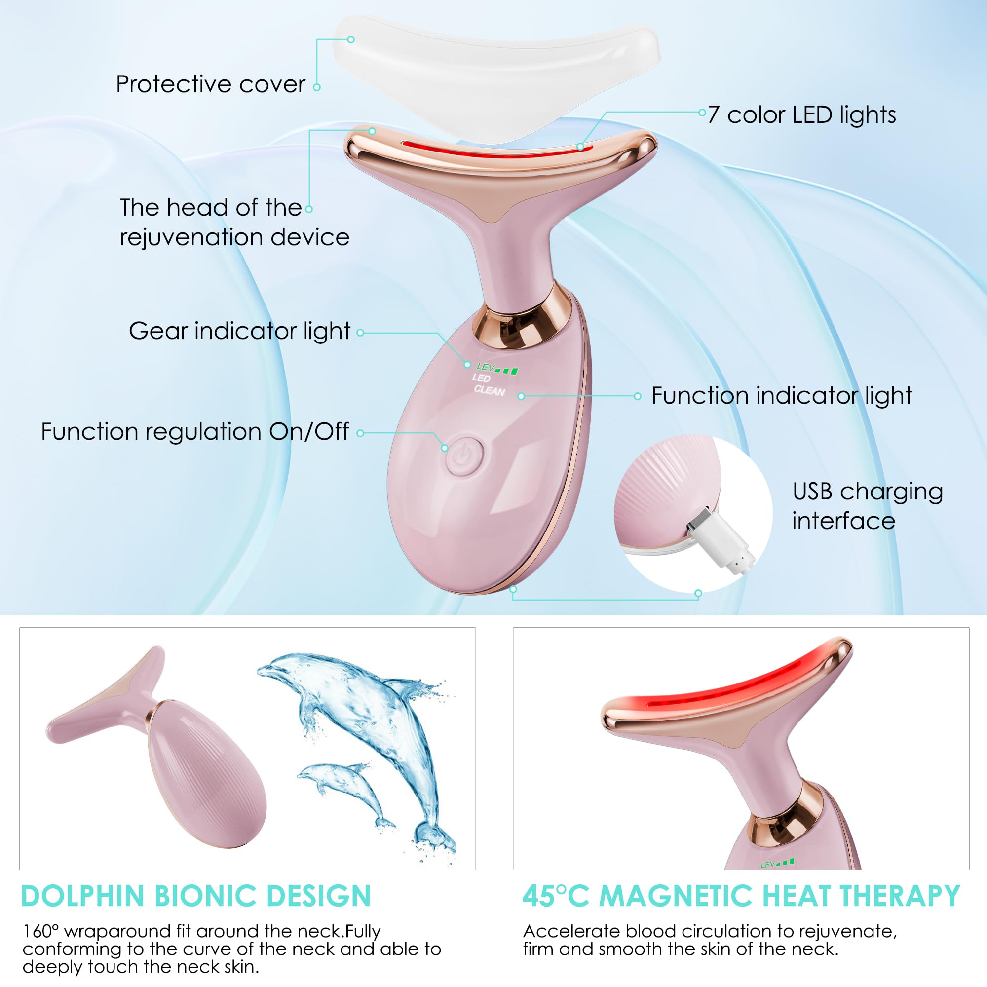 Facial Massager Face and Neck, Face 𝖲 culpting Wand Tool with 7 Color - Birthday, Christmas, Mothers Day, Valentines Day Gifts for Her Women Mom Best Friend Wife Teacher (White)