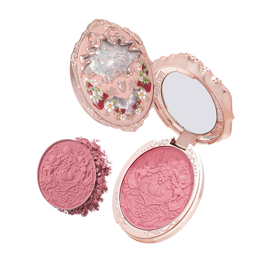 Flower Knows Strawberry Rococo Embossed Blush,Pink Matte Finish,Buildable & Blendable Powder Blush for cheeks,Natural Flush for All Skin Tones(03 Classic Ballet,5g)