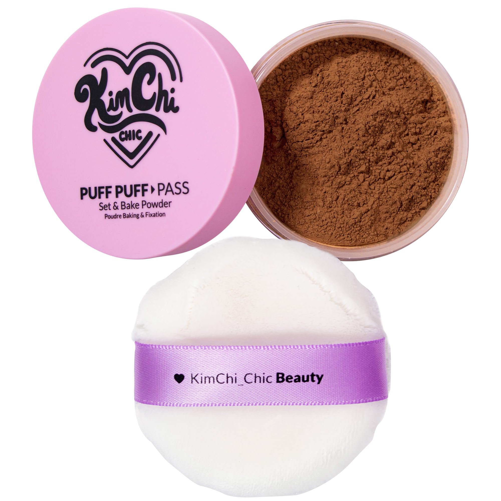 Kimchi Chic Beauty Puff Puff Pass Set and Bake Setting Powder for Makeup, Extra Fluffy Loose Face Powder Poof, Soft Natural Face Makeup for Uneven Skin Tone, 03 Translucent