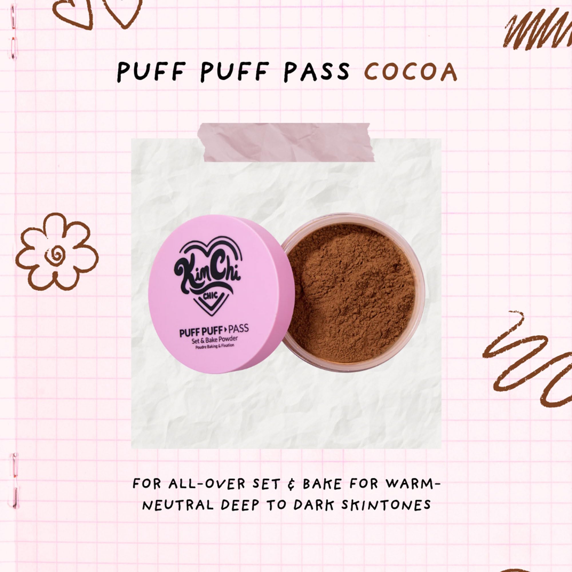 Kimchi Chic Beauty Puff Puff Pass Set and Bake Setting Powder for Makeup, Extra Fluffy Loose Face Powder Poof, Soft Natural Face Makeup for Uneven Skin Tone, 03 Translucent