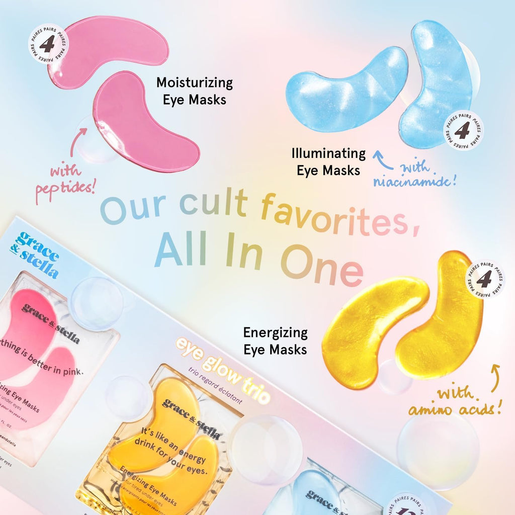 grace & stella Award Winning Under Eye Mask Reduce Dark Circles, Puffy Eyes, Undereye Bags, Wrinkles, Gel Under Eye Patches, Birthday Gifts for Women - Vegan - Thanksgiving Gifts (24 Pairs, Blue)