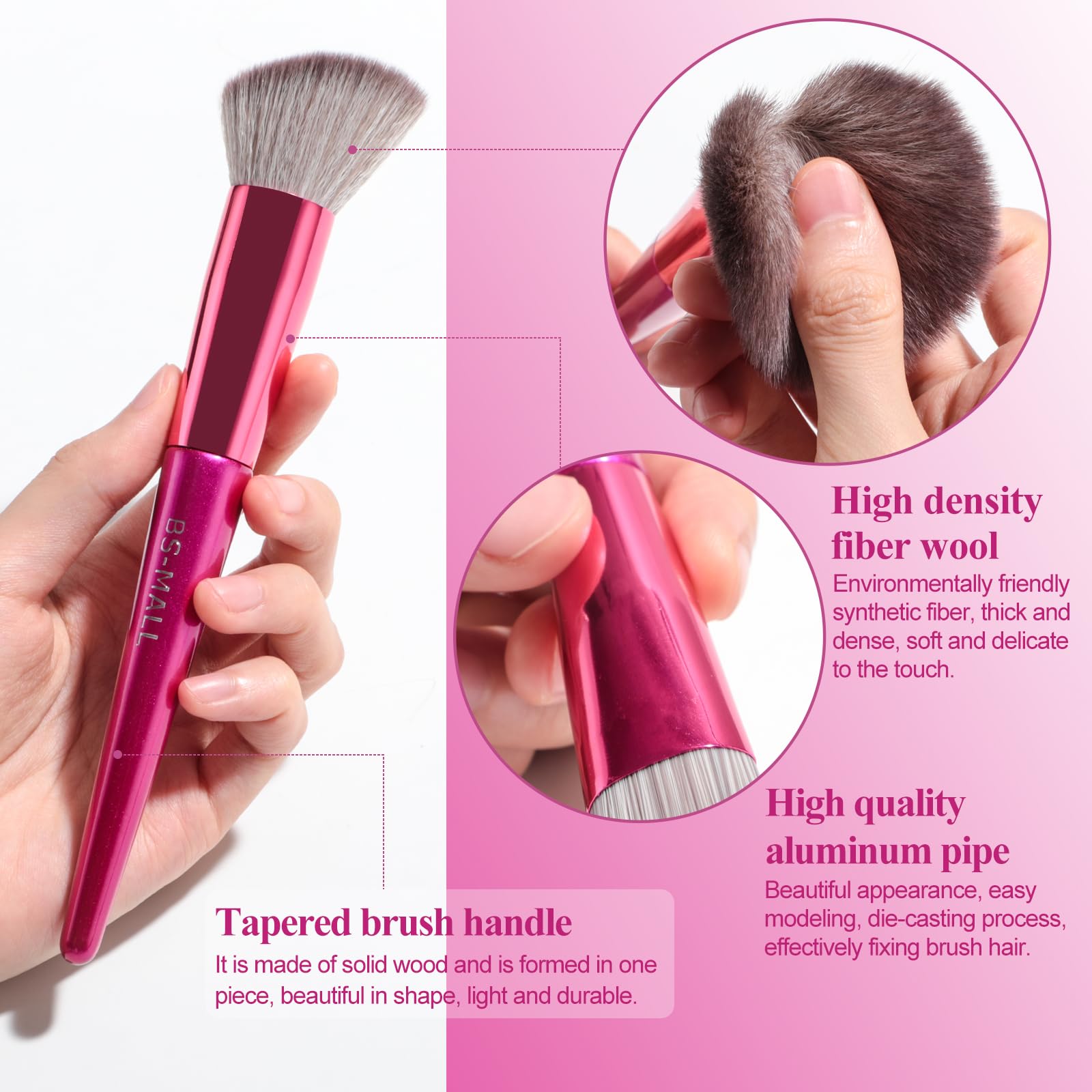 BS-MALL Professional Makeup Brush Set 18 Pcs Premium Synthetic Foundation Powder Concealers Eye Shadows Blush Makeup Brushes with Travel Case (Matte white beige)