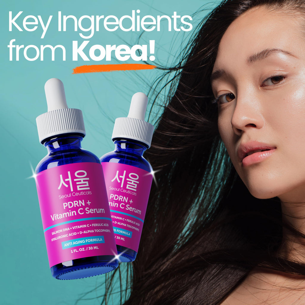 SeoulCeuticals PDRN Serum Salmon DNA Vitamin C Serum – Korean Skincare Anti Aging PDNR Skin Repair Booster – K Beauty Skin Care for Face 1oz