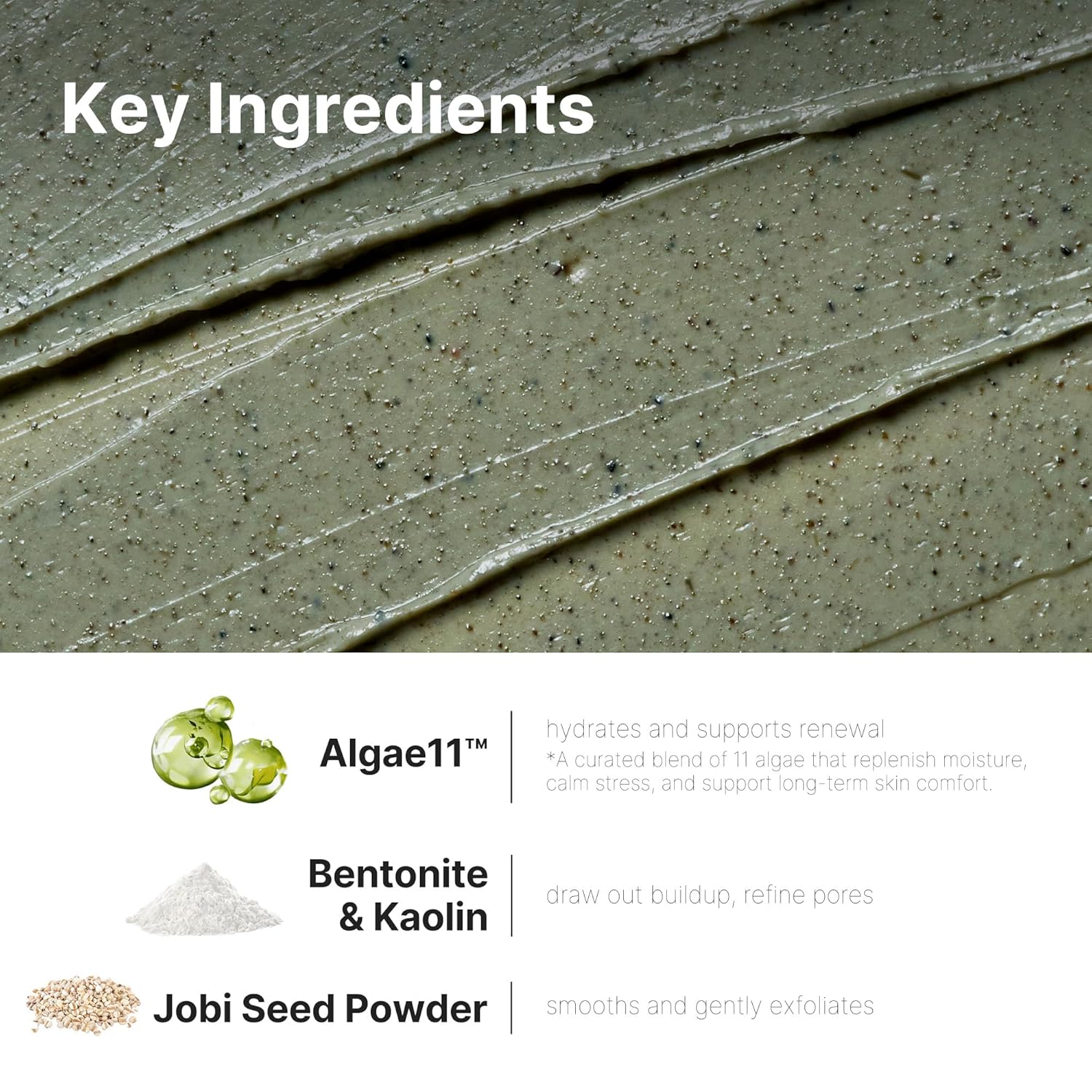 Seaweed Detox Wash Off Mask, Cooling Korean Clay Mask with Bentonite, Kaolin, Glycerin & Seaweed Extracts for Pore Minimizing, Deep Cleansing, Non-Drying Mud Mask, 200ml / 6.76 fl.oz.