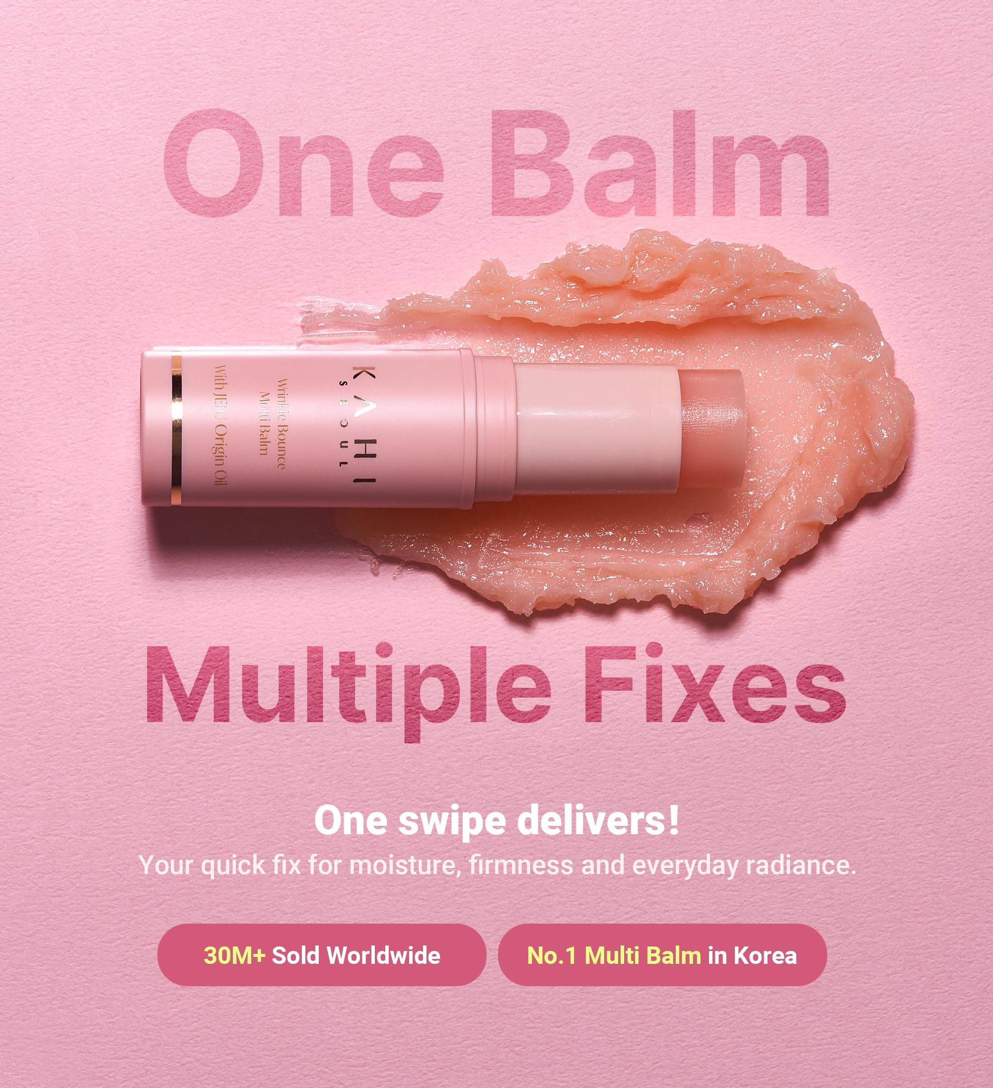 KAHI Wrinkle Bounce Multi Balm Stick | PDRN Collagen Wrinkle Stick | Korean Skin Care |All-in-One Hydrating Lip Balm Eye Cream Neck Cream Make Up Base & Face Mist Moisture Balm