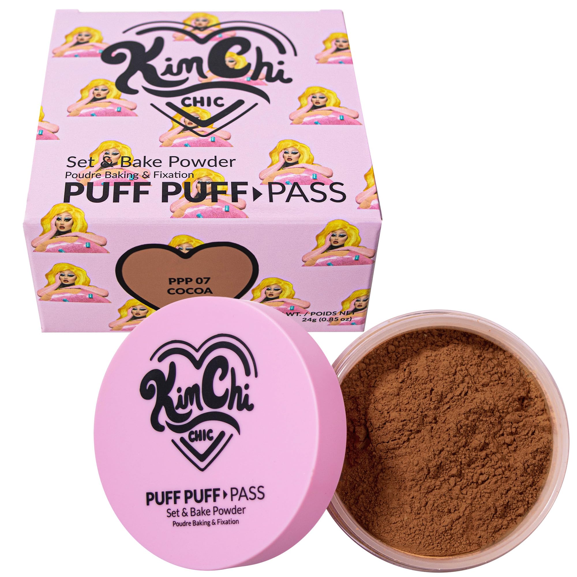 Kimchi Chic Beauty Puff Puff Pass Set and Bake Setting Powder for Makeup, Extra Fluffy Loose Face Powder Poof, Soft Natural Face Makeup for Uneven Skin Tone, 03 Translucent