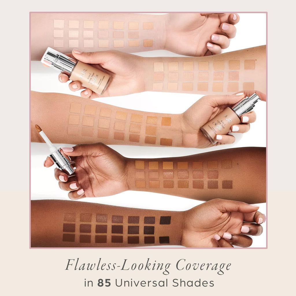 PÜR MINERALS 4-in-1 Love Your Selfie Longwear Foundation & Concealer Full Coverage Liquid Foundation, Hydrating Formula, Cruelty Free