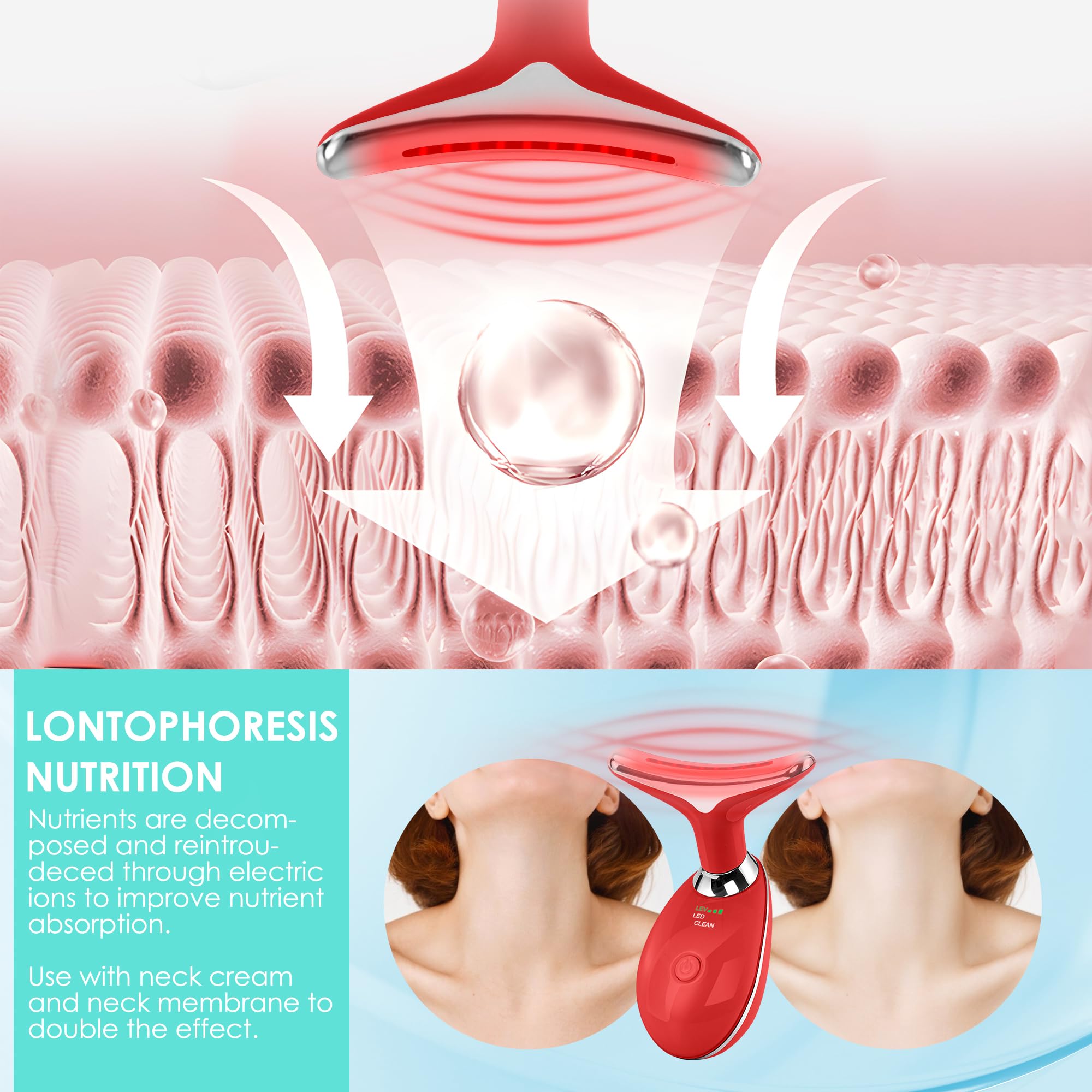 Facial Massager Face and Neck, Face 𝖲 culpting Wand Tool with 7 Color - Birthday, Christmas, Mothers Day, Valentines Day Gifts for Her Women Mom Best Friend Wife Teacher (White)