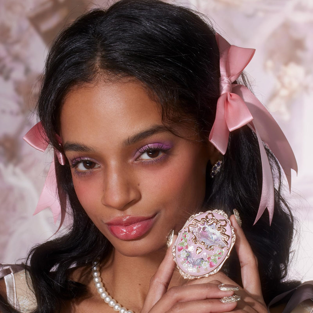 Flower Knows Strawberry Rococo Embossed Blush,Pink Matte Finish,Buildable & Blendable Powder Blush for cheeks,Natural Flush for All Skin Tones(03 Classic Ballet,5g)