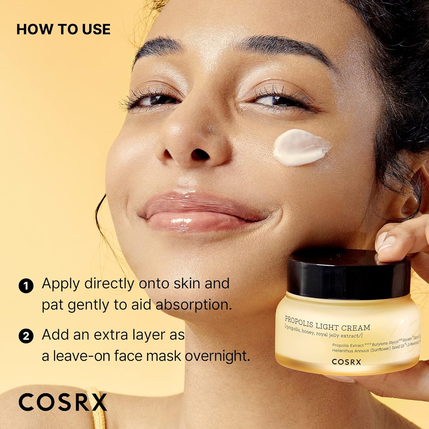 COSRX Full Fit Propolis Light Cream, 2.19 Fl.oz / 65ml, Propolis 64.5%, Hydrating Daily Day and Night Moisturiser, Korean Skin Care, Stocking Stuffers, Holiday Gifts, Gifts For Women