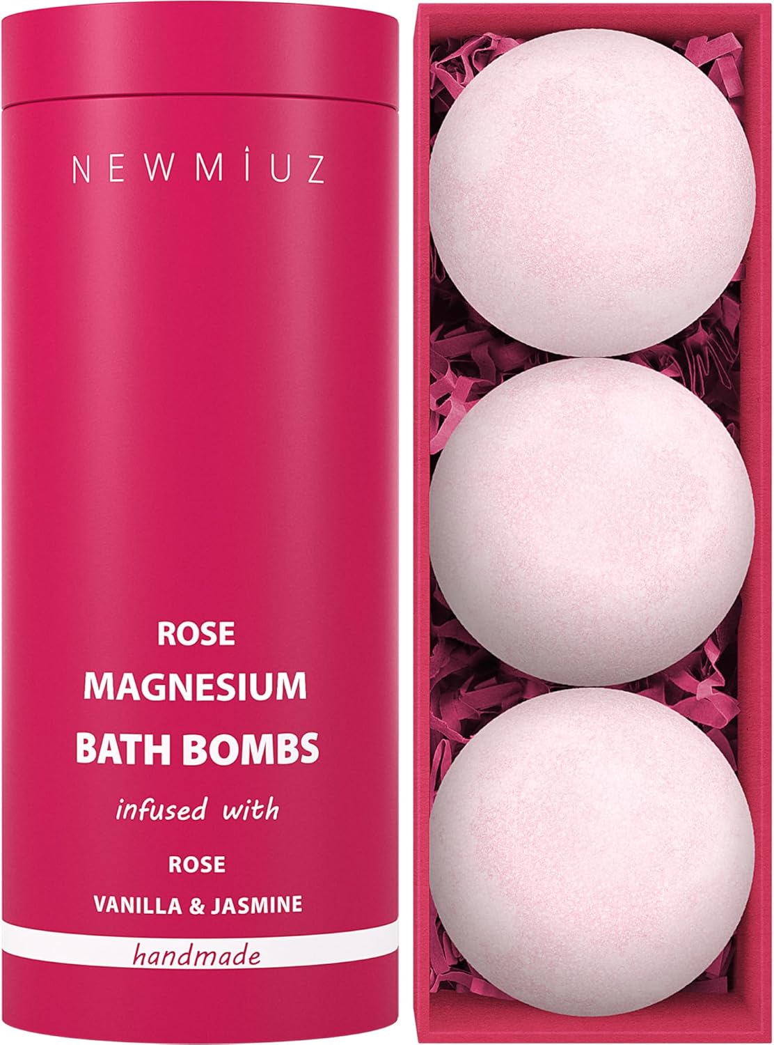 Magnesium Rose Vanilla Bath Bomb Mega Foaming Bubbles Infused with Vanilla Jasmine Luxurious Spa Bath Essentials Nourishing Dry Skin Stress Relief Bath Gift
