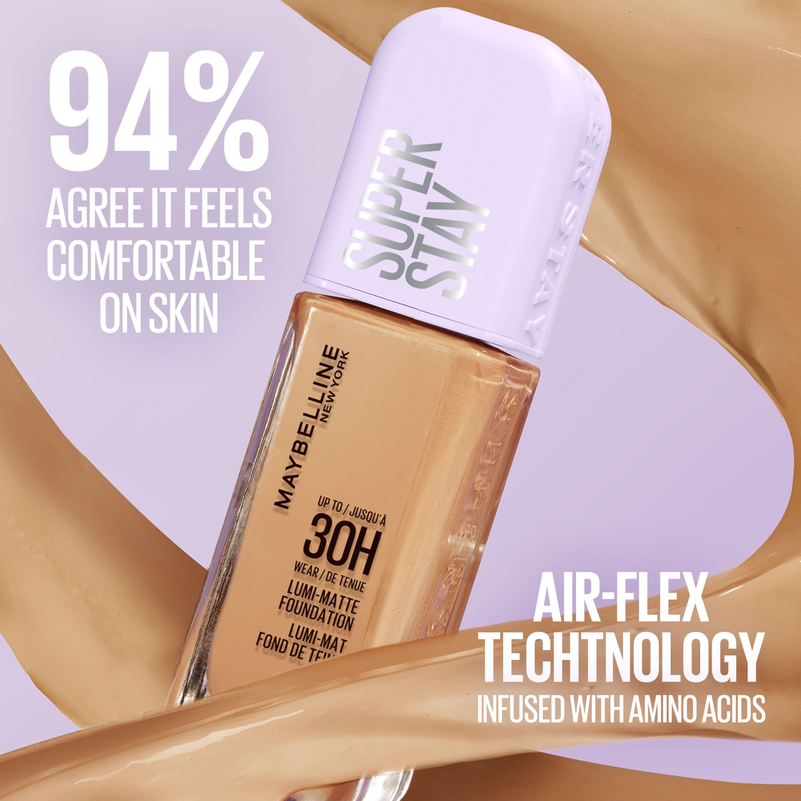 Maybelline New York Super Stay Lumi Matte Foundation, Up to 30H Wear, Luminous Matte, Buildable Coverage, Amino Acids, 112, 30 ml