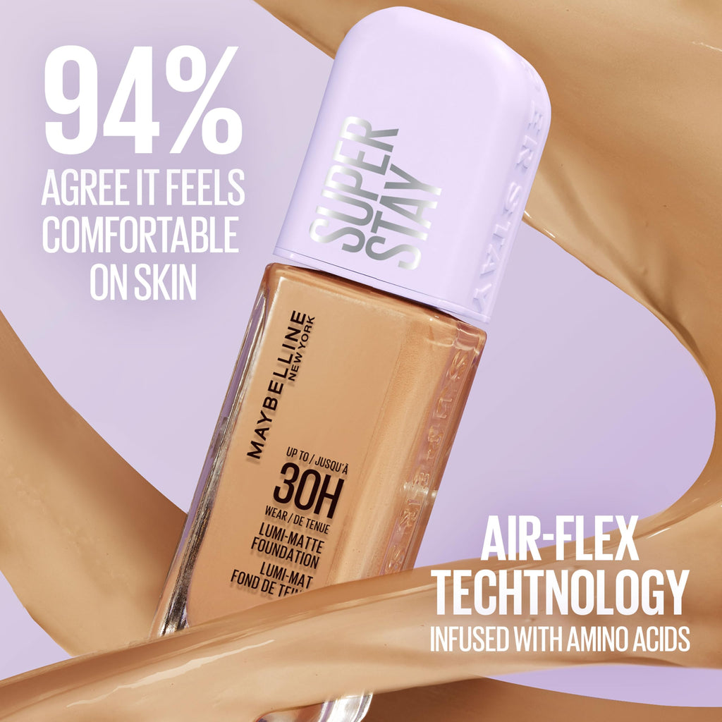Maybelline New York Super Stay Lumi Matte Foundation, Up to 30H Wear, Luminous Matte, Buildable Coverage, Amino Acids, 112, 30 ml